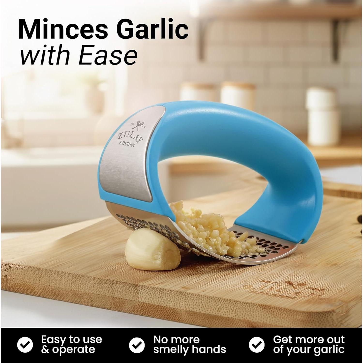 Prensa de Ajo Rocker Zulay Kitchen Acero Inoxidable Azul