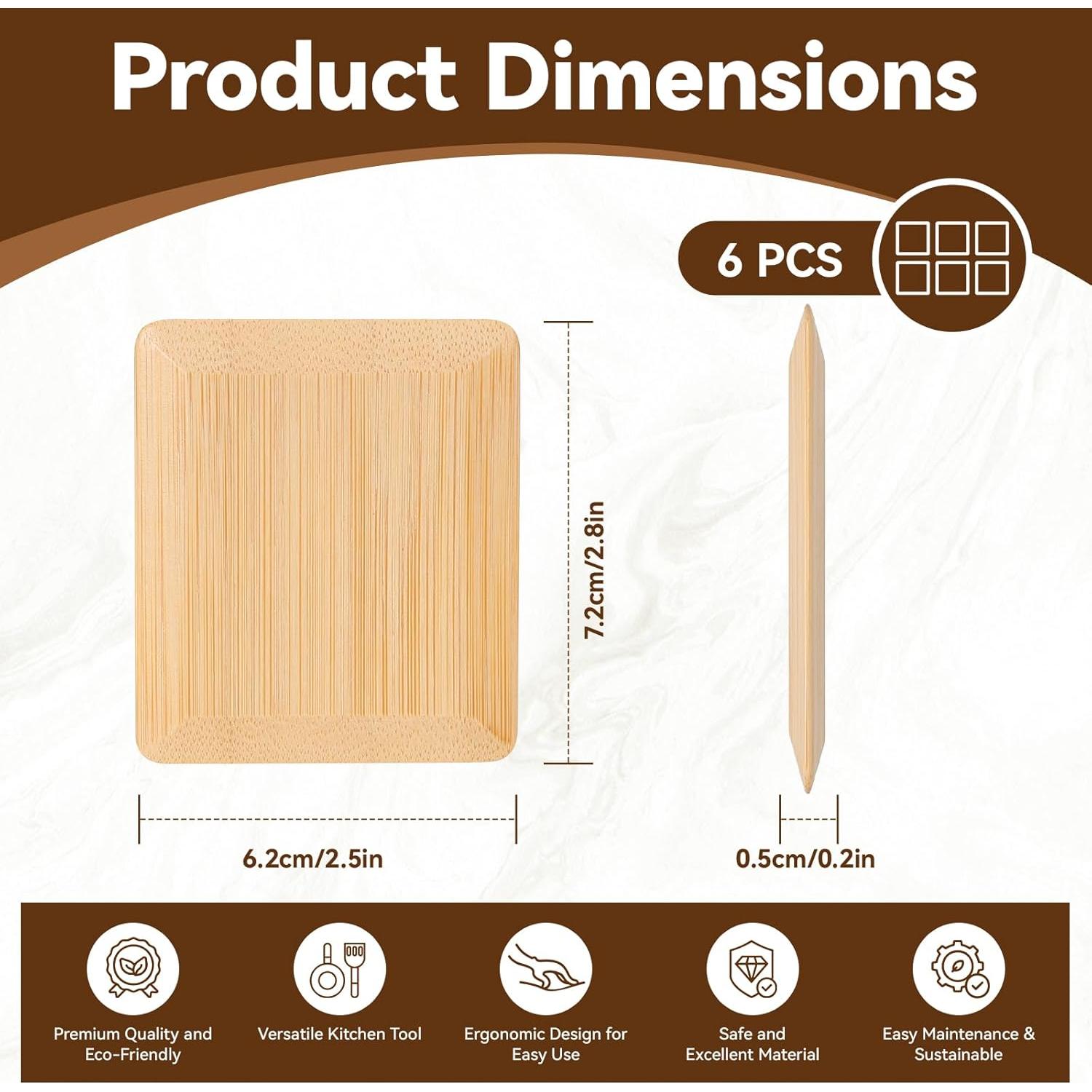 Juego de 6 Raspadores de Bambú Natural DEBETOOL - Sin Rayones