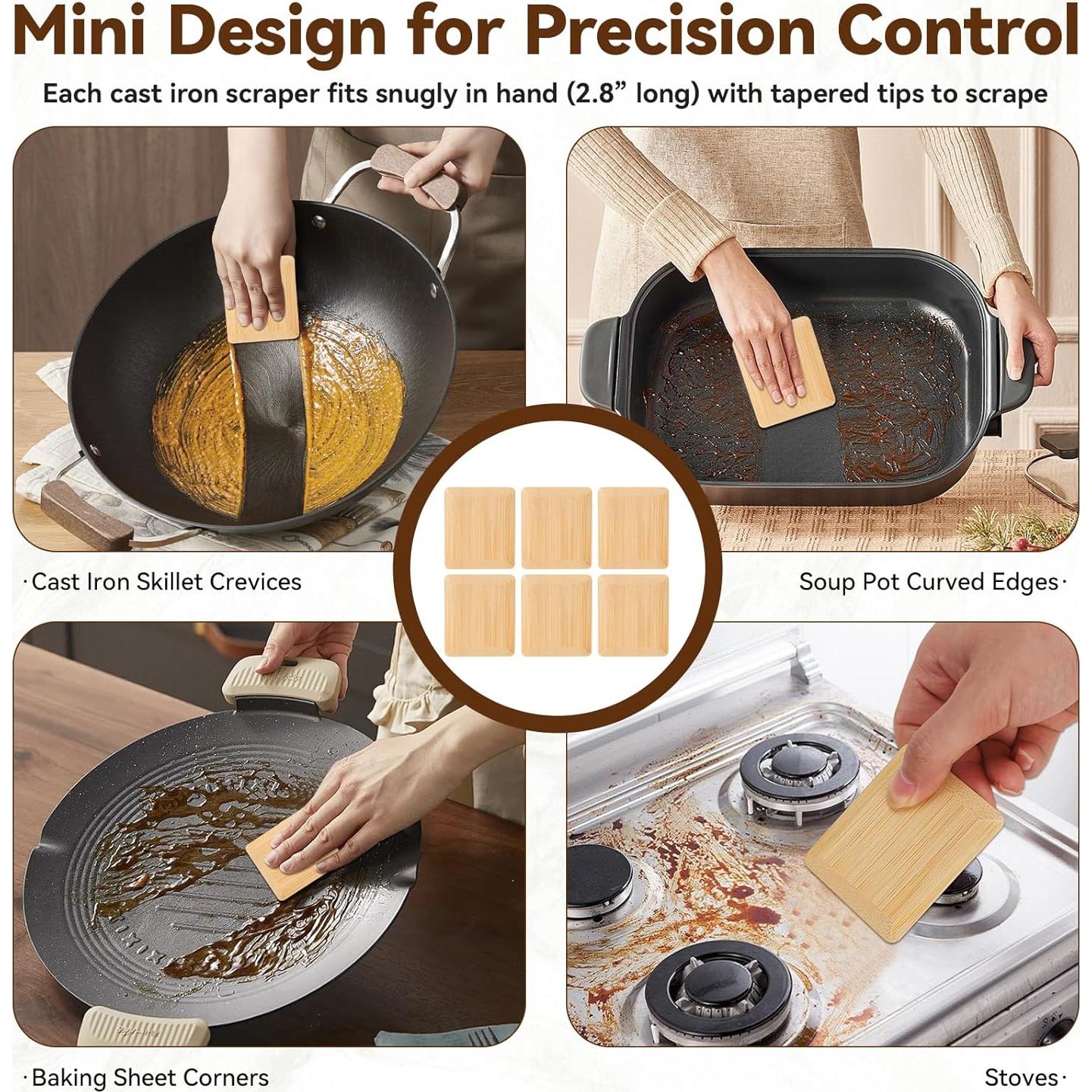 Juego de 6 Raspadores de Bambú Natural DEBETOOL - Sin Rayones