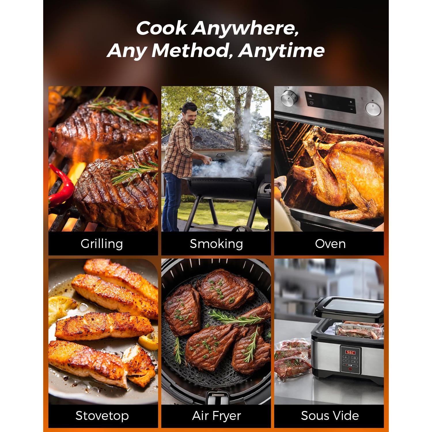 Termómetro de Carne Inalámbrico Alfolive HK-W02, 2 Sondas