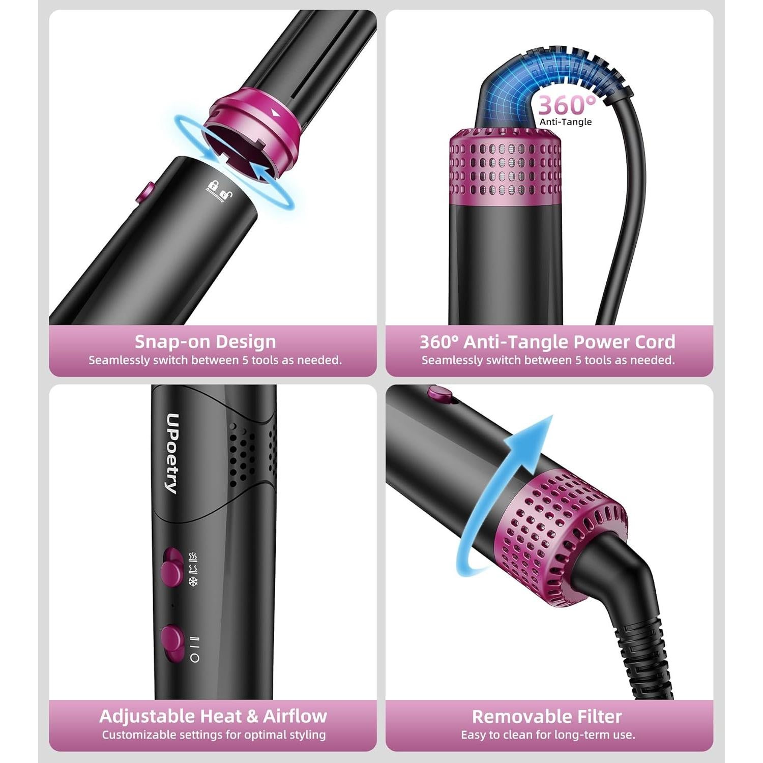Estilizador de Cabello 5 en 1 UPoetry - Secador y Rizador