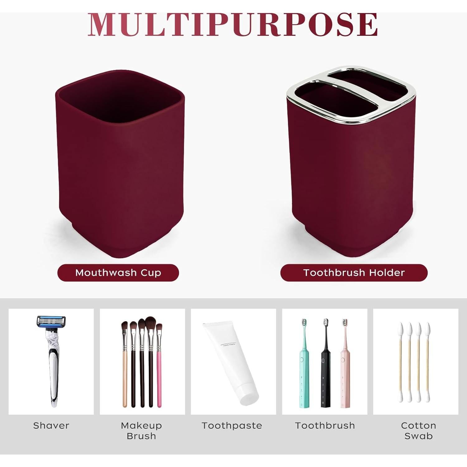 Juego de Accesorios de Baño 4 Piezas Borgoña CDorigin