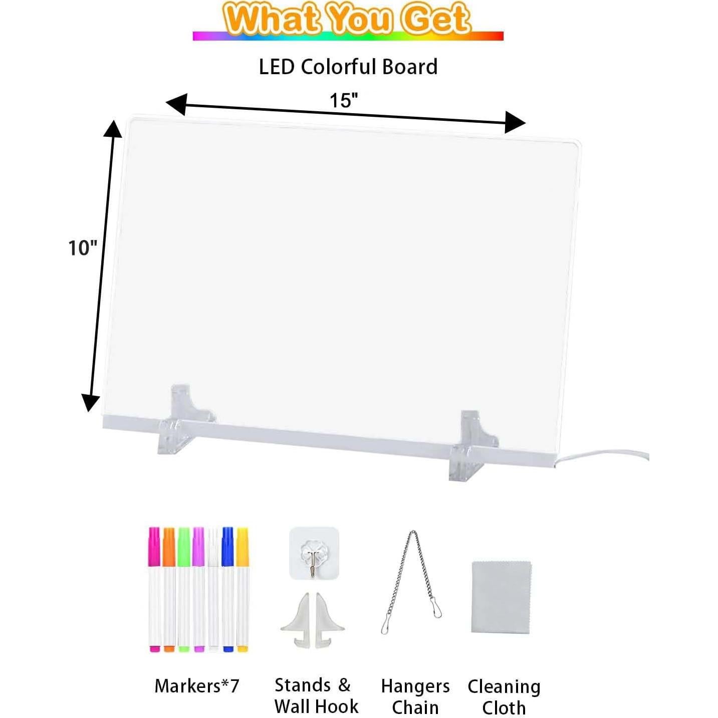 Tablero de Notas LED NEYSXYU 38.1x25.4cm 7 Colores 4 Modos