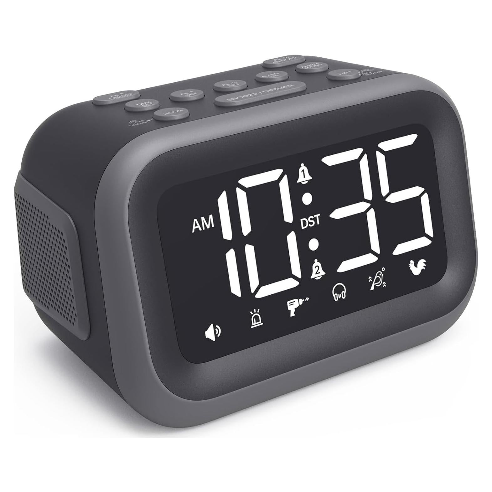 Reloj Despertador Acedeck 115dB con Carga USB y Alarmas Dobles