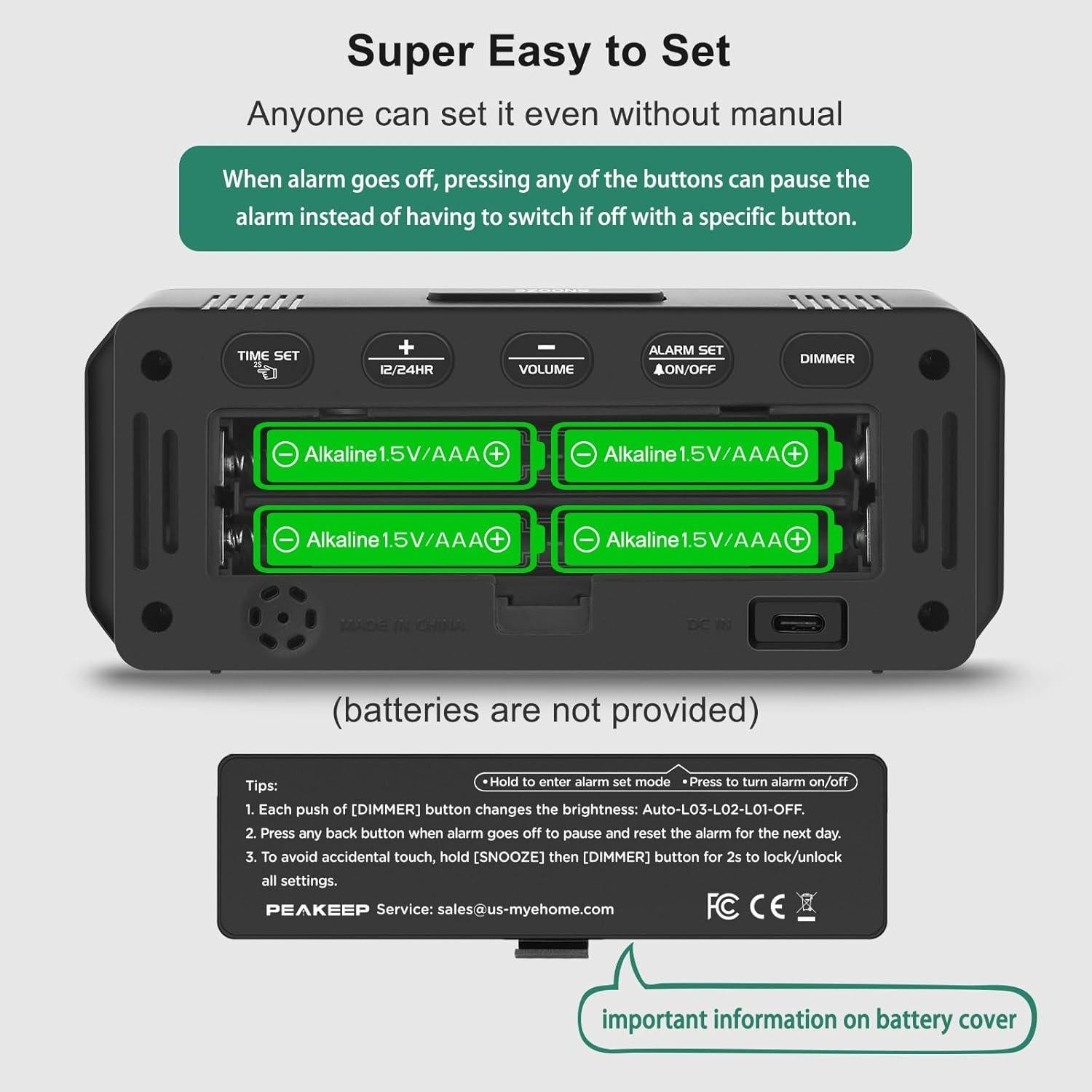 Reloj Despertador Digital Peakeep Portátil con Pantalla LED
