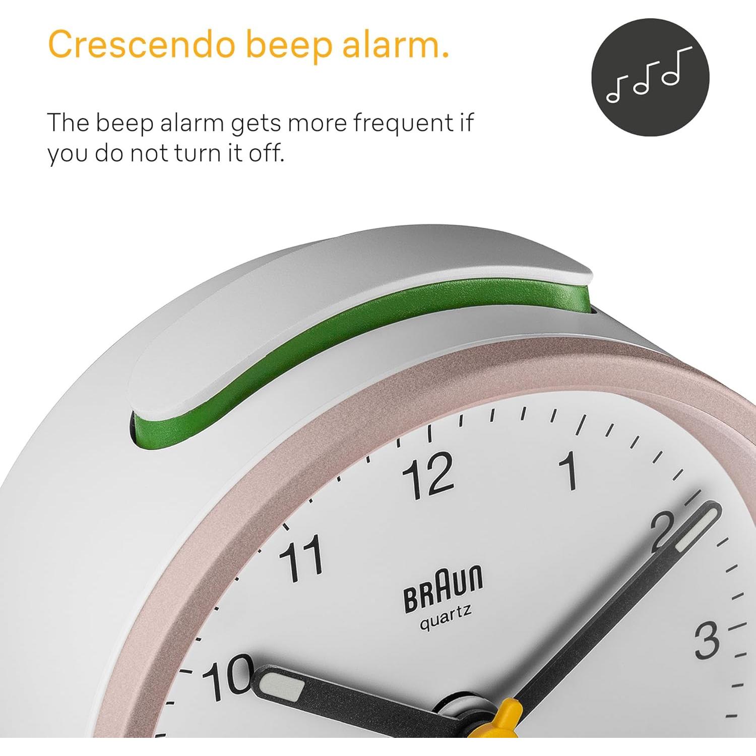 Reloj Despertador Analógico Braun BC12PW Rosa con Luz