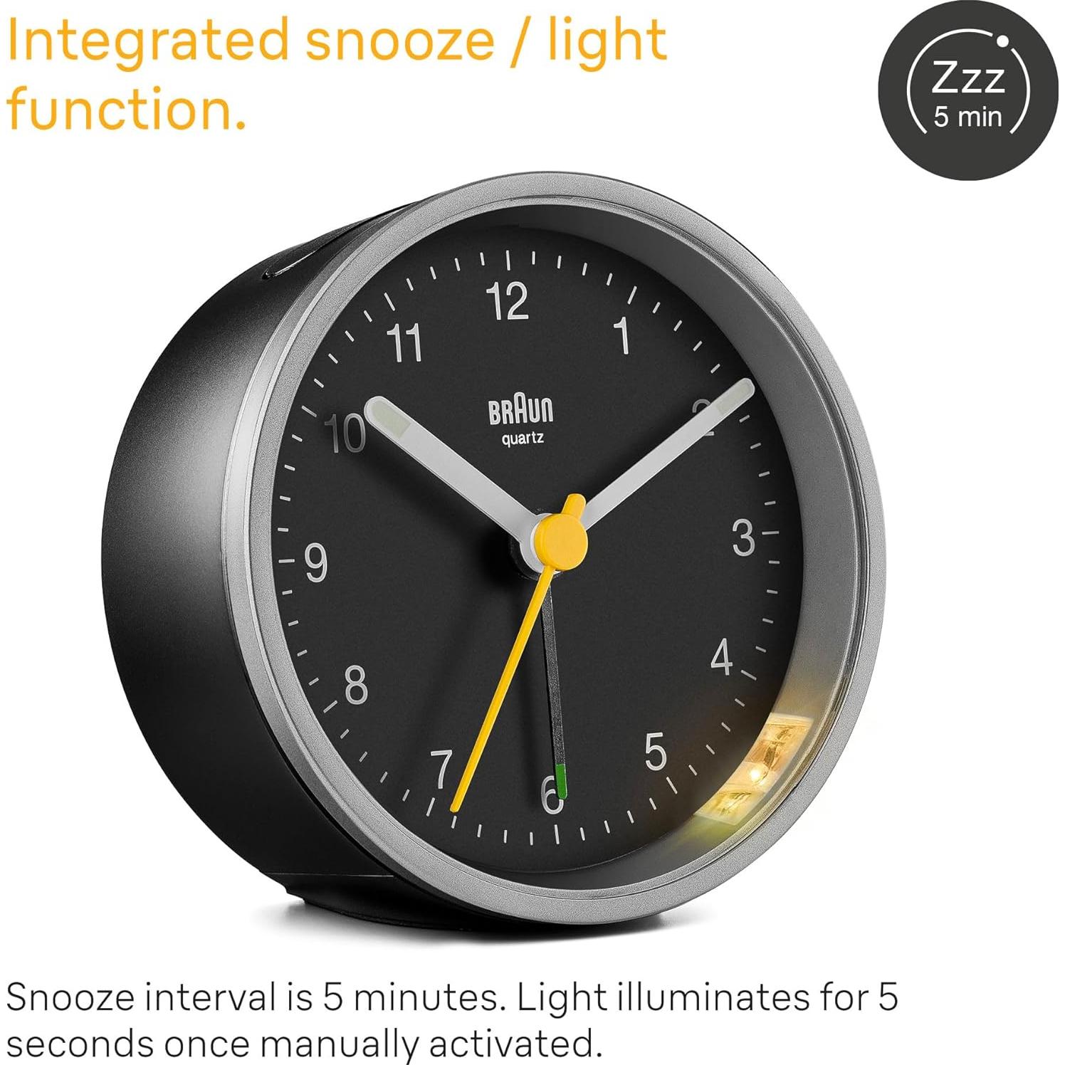 Reloj Despertador Analógico Braun BC12PW Rosa con Luz