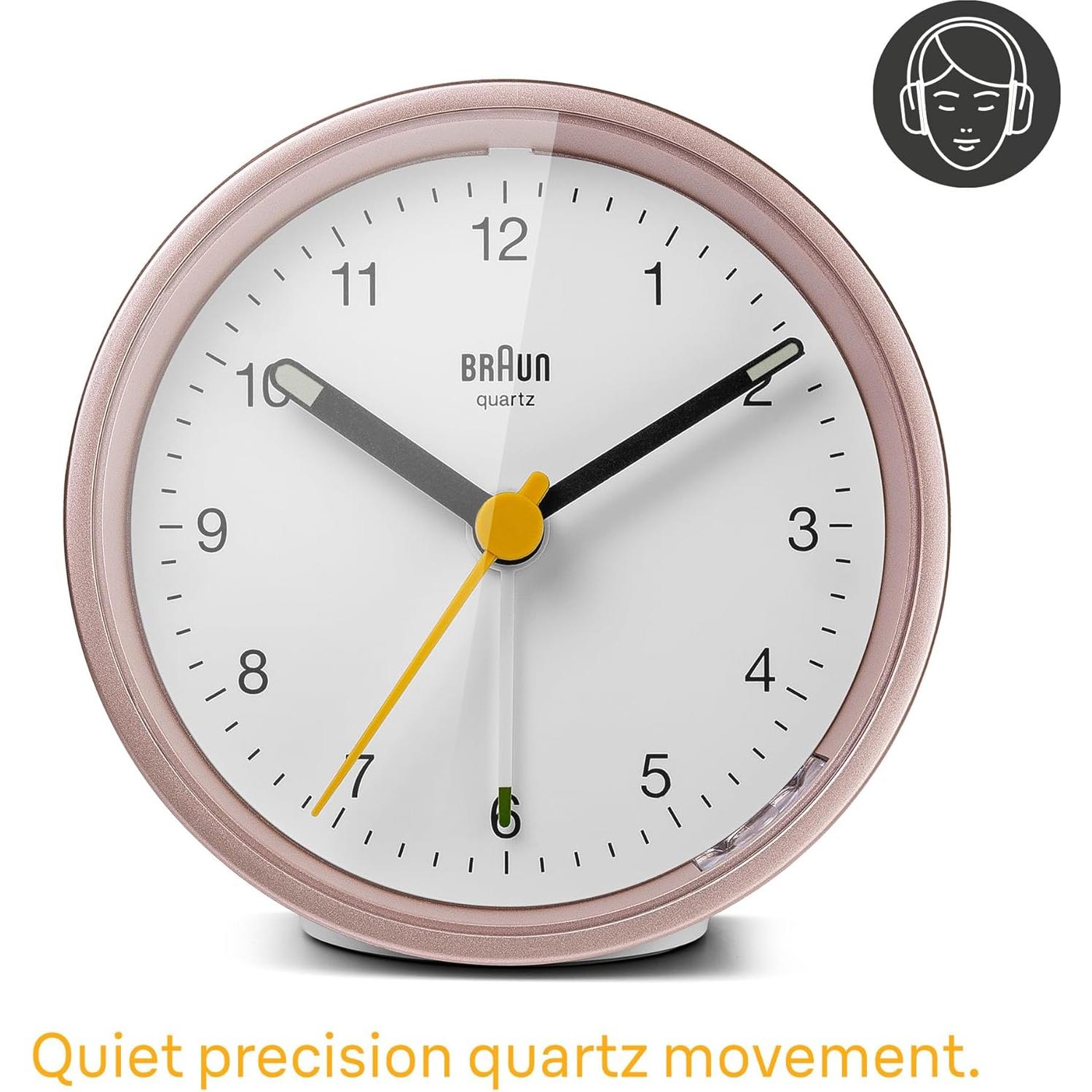 Reloj Despertador Analógico Braun BC12PW Rosa con Luz