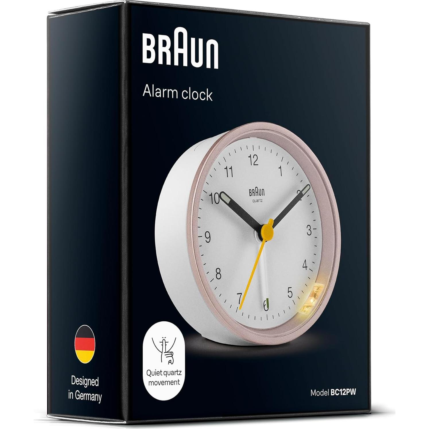Reloj Despertador Analógico Braun BC12PW Rosa con Luz