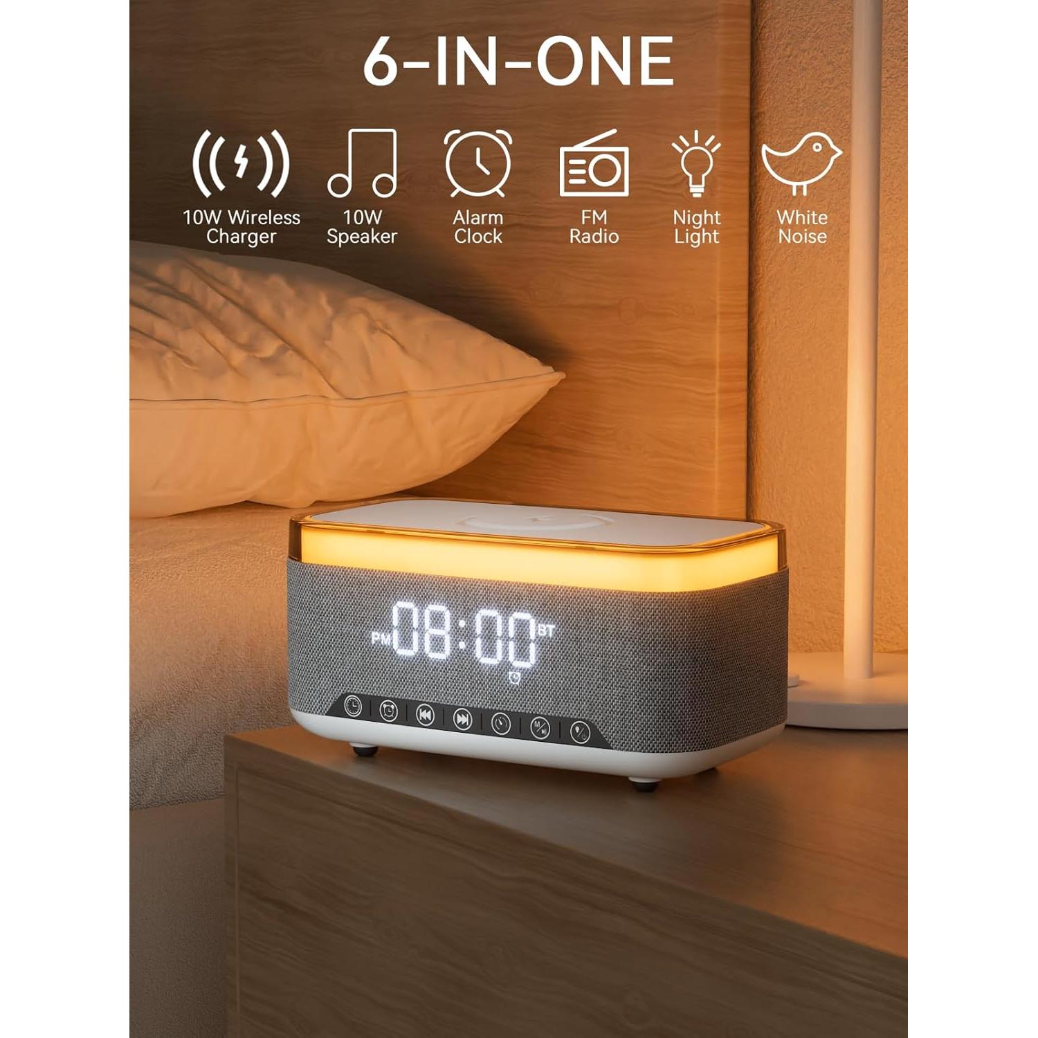 Reloj Despertador Bluetooth Reatsoc R168 con Cargador 10W