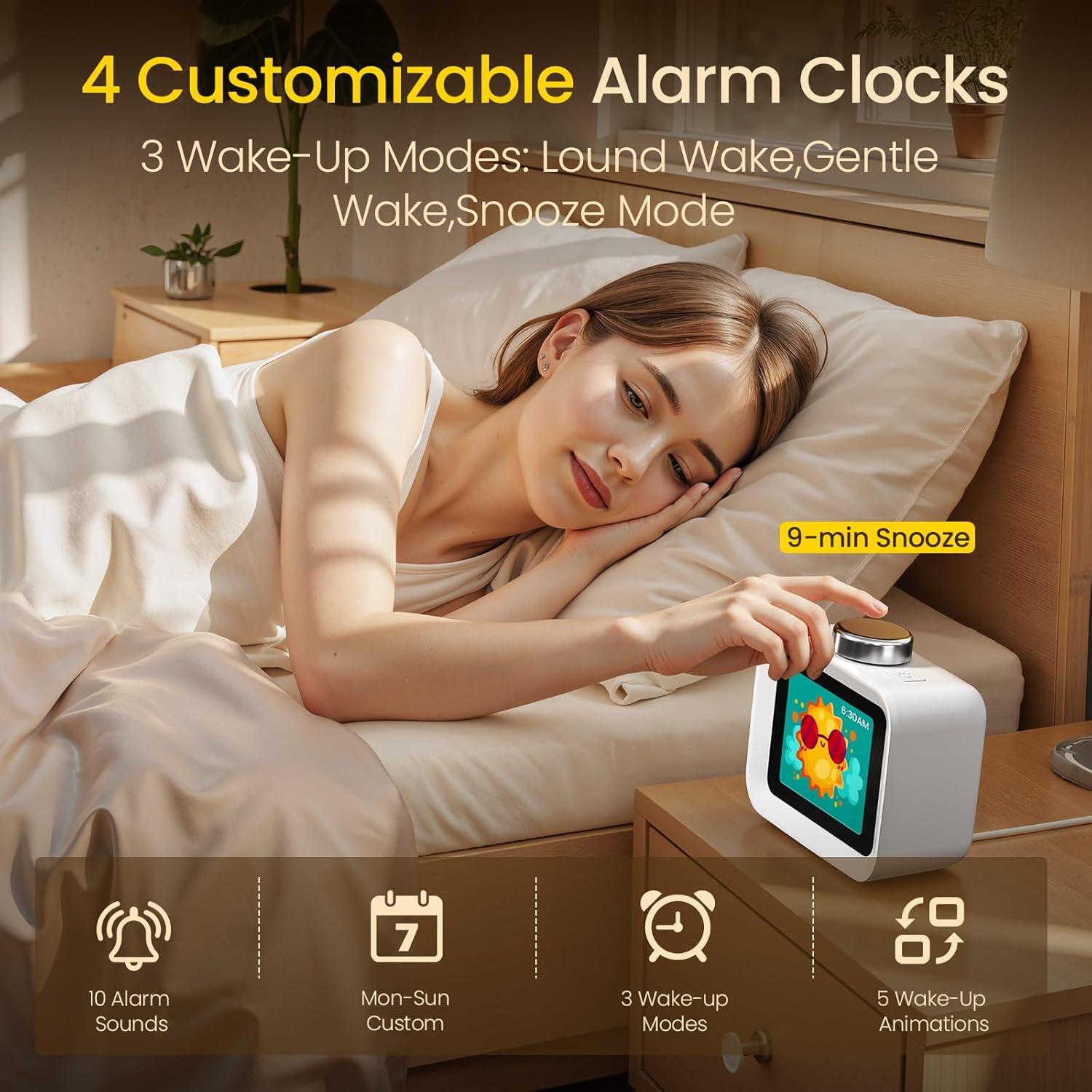 Reloj Despertador AIRIVO LCD Colorido con 4 Alarmas y 30 Sonidos