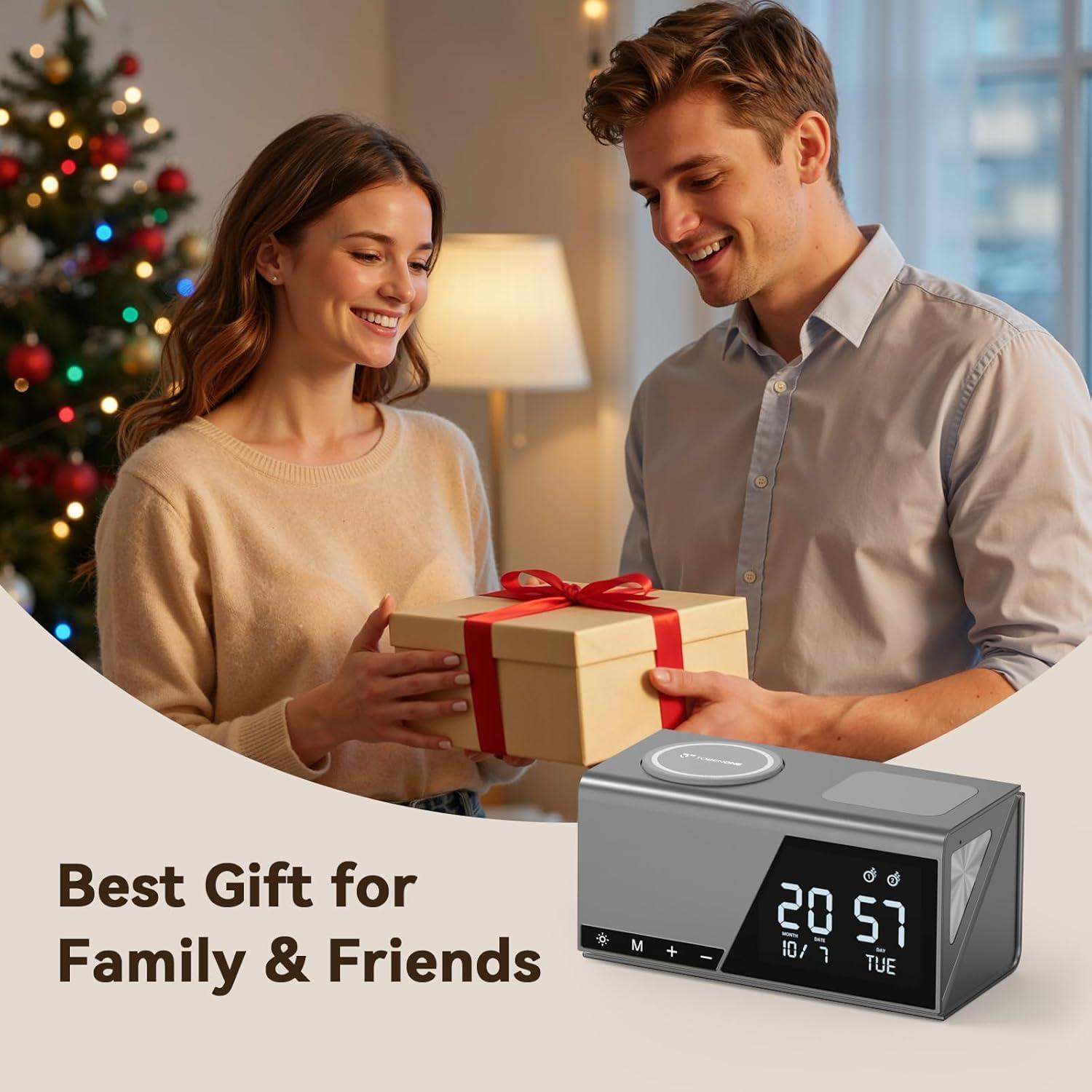 Estación de Carga Inalámbrica TobenONE 6-en-1 con Reloj y Luz