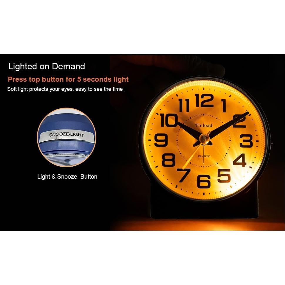 Reloj Despertador Analógico Silencioso Tinload-mc 10.9cm Azul