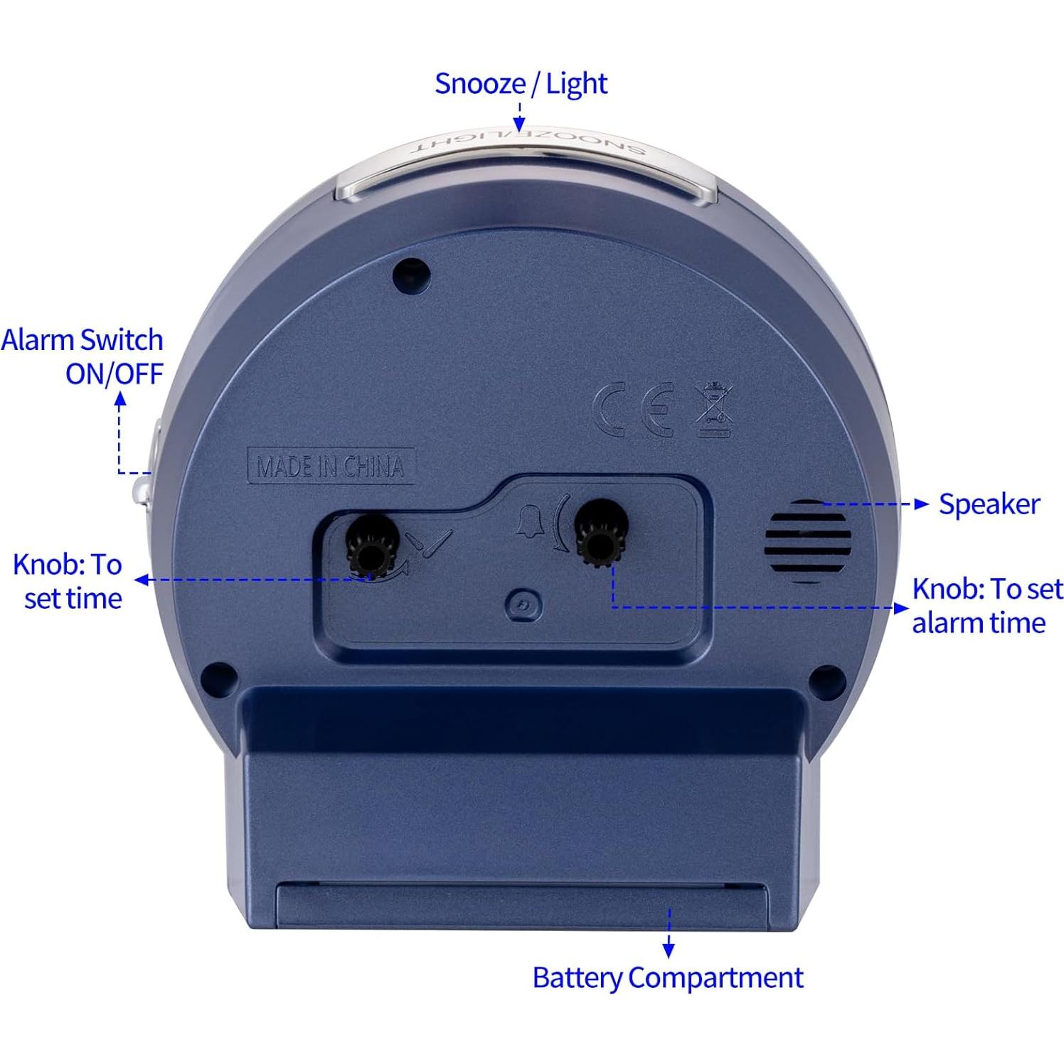 Reloj Despertador Analógico Silencioso Tinload-mc 10.9cm Azul
