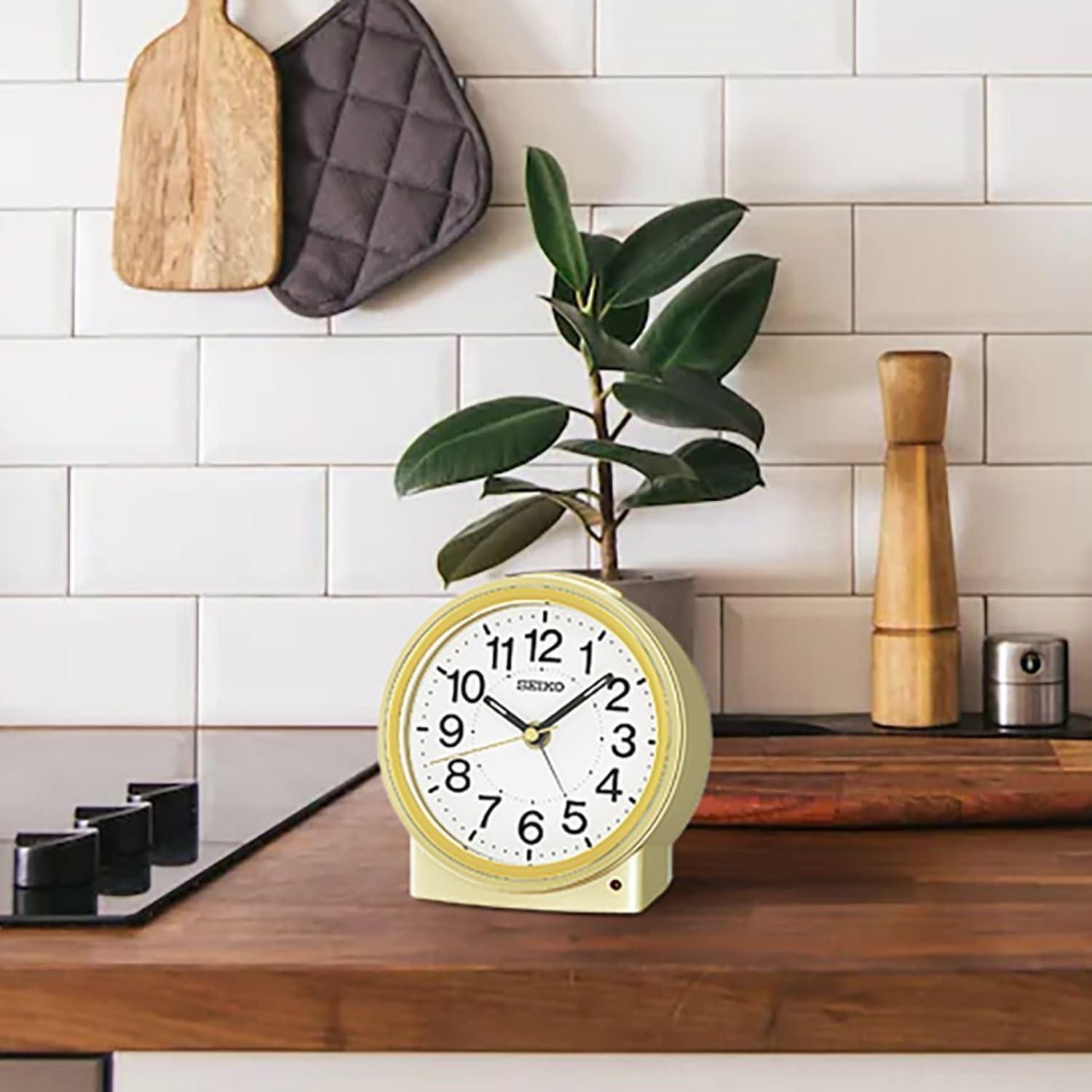 Reloj Despertador Analógico Seiko QHE199GLH Silencioso Dorado