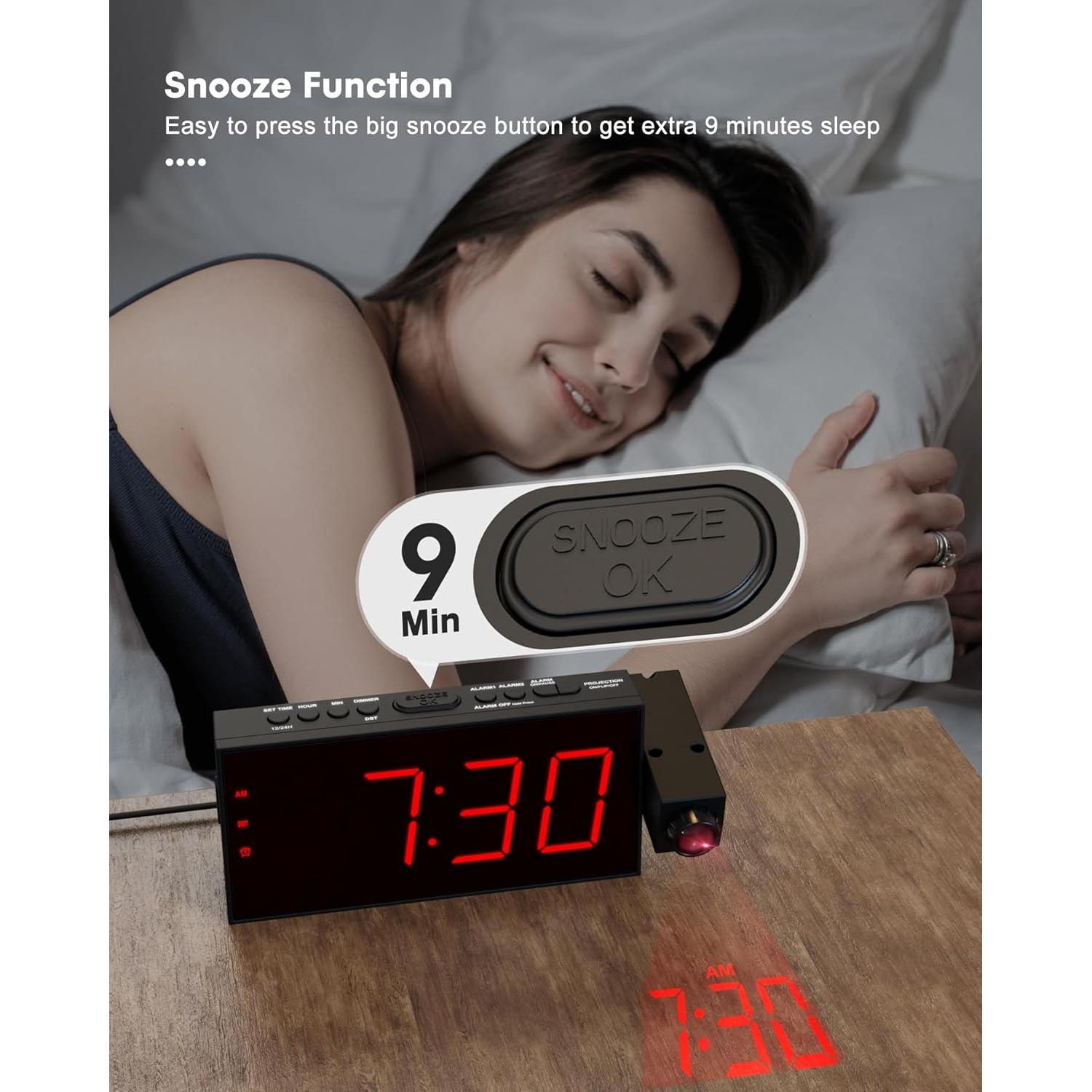 Reloj Despertador Proyector OnLyee CR1001F LED USB Dual Alarma