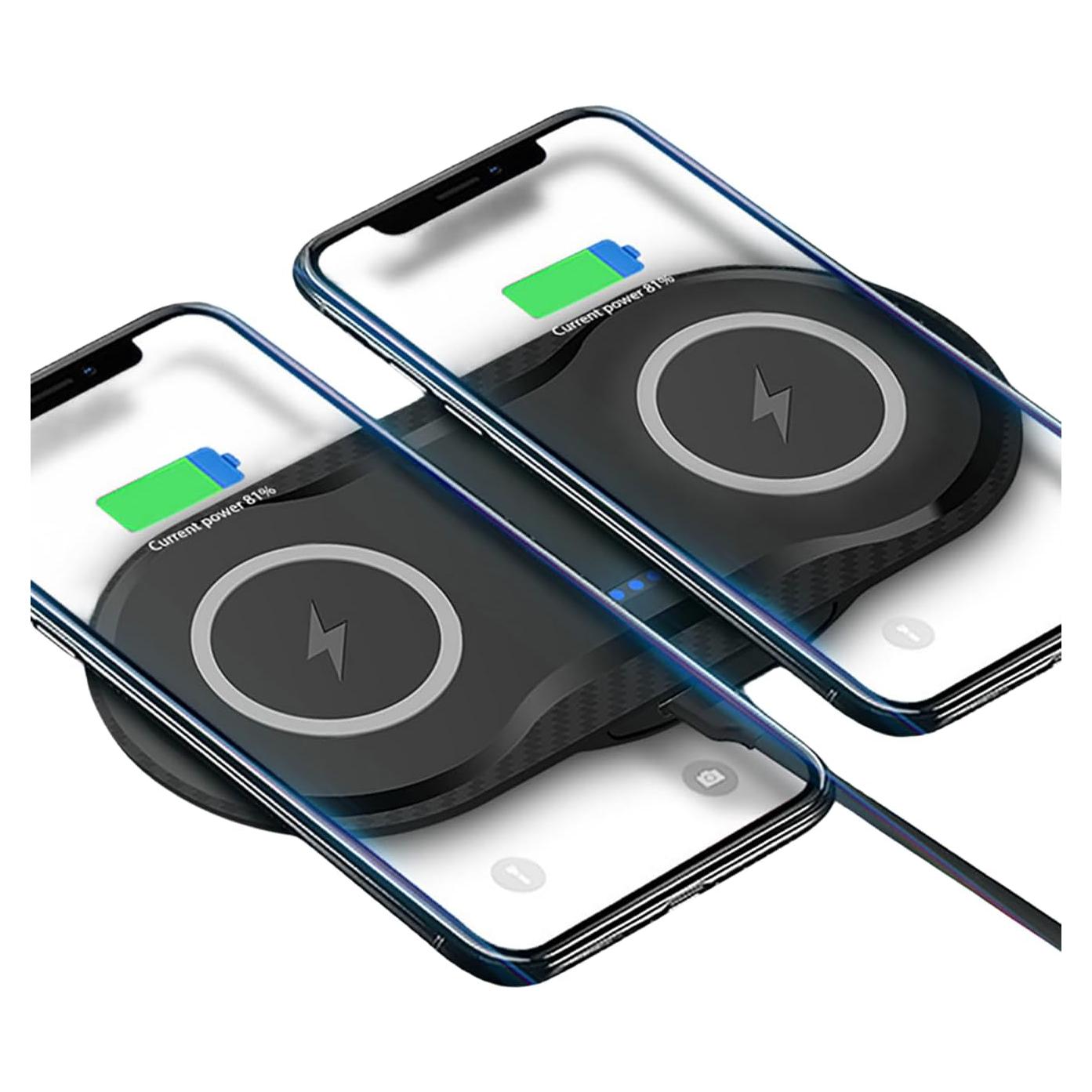 Base de Carga Inalámbrica Doble 30W Cesbiomo para iPhone y Samsung