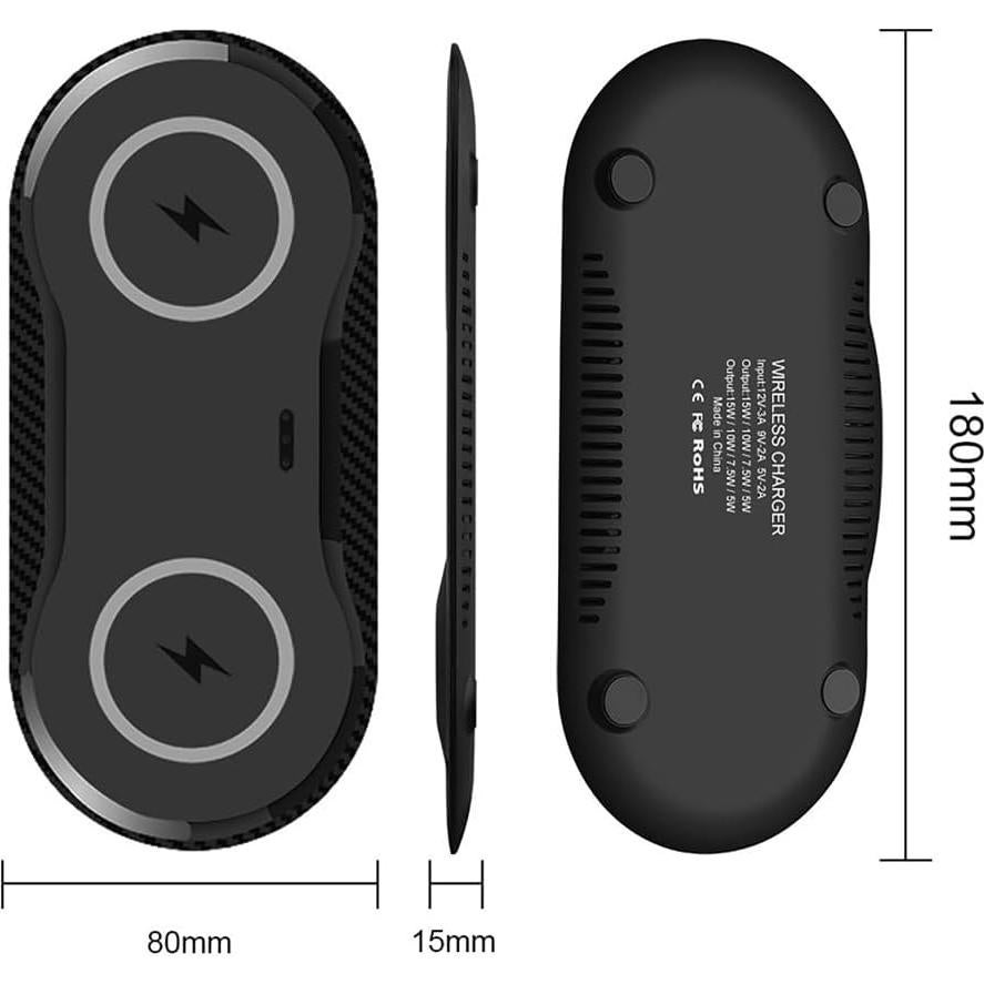 Base de Carga Inalámbrica Doble 30W Cesbiomo para iPhone y Samsung