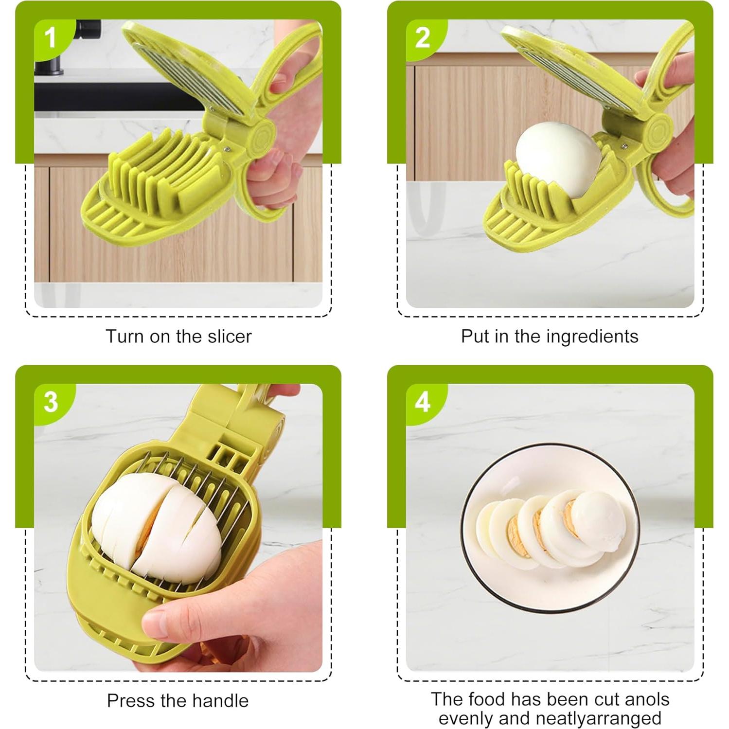 Cortador de Frutas CEHNCEH Verde - Multiusos para Huevos y Verduras