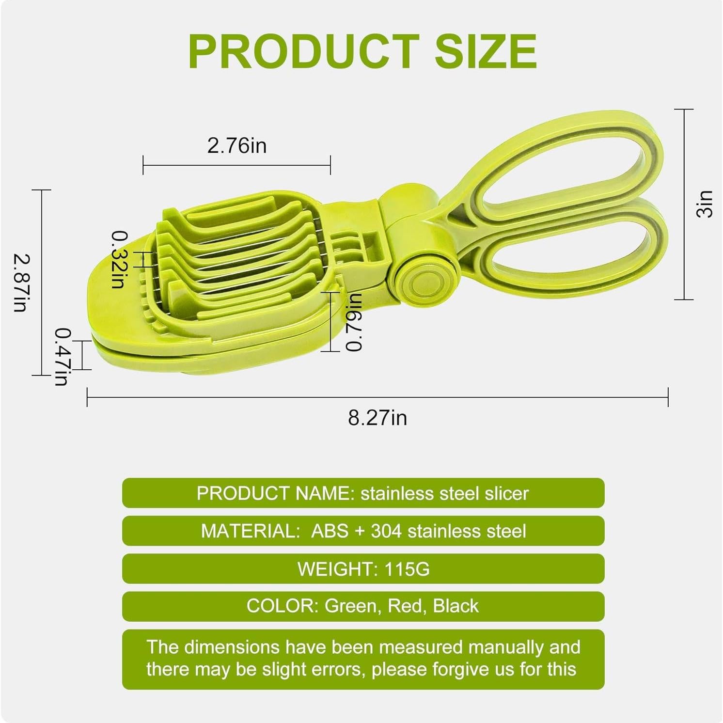 Cortador de Frutas CEHNCEH Verde - Multiusos para Huevos y Verduras