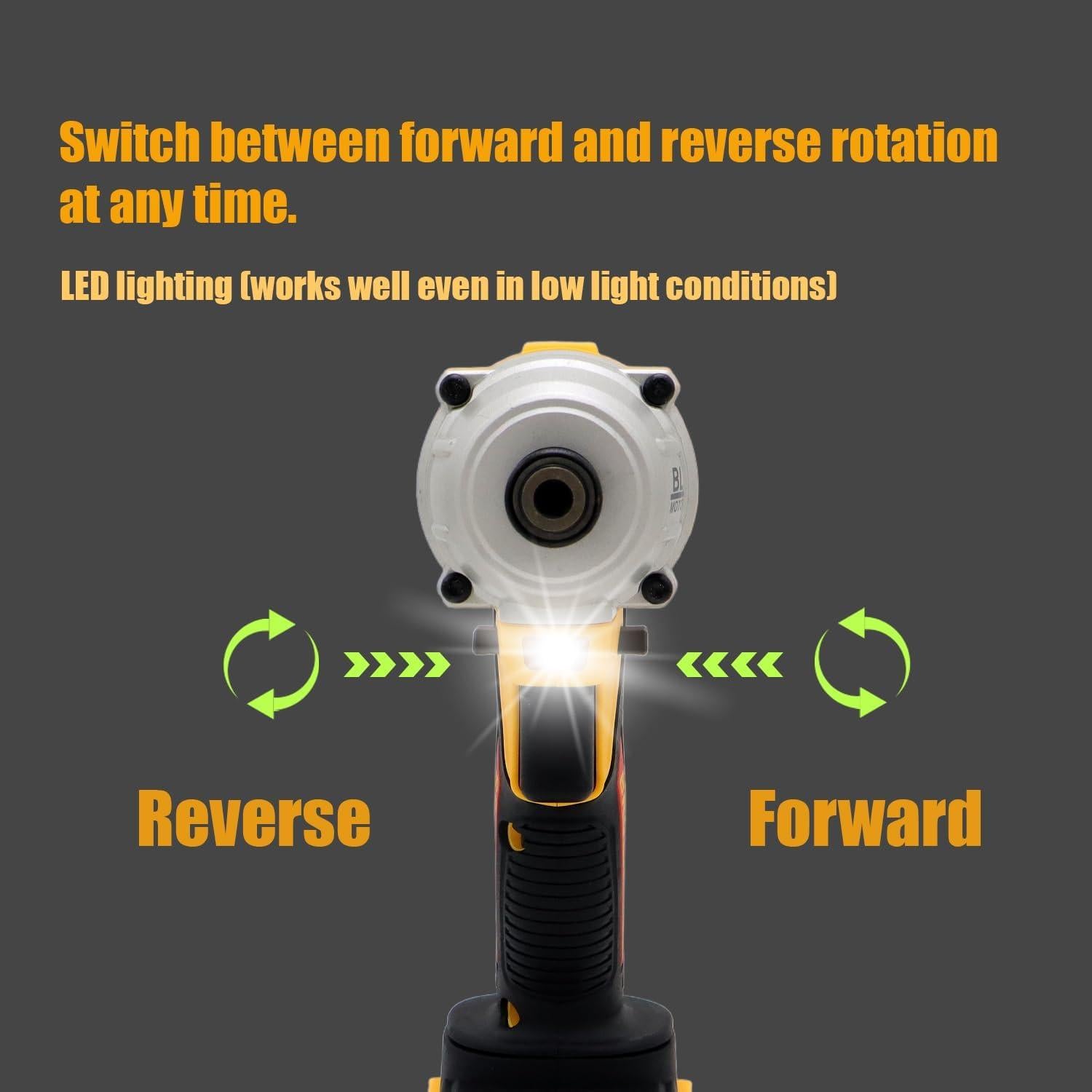 Destornillador de Impacto Inalámbrico GZWEQI 20V 250 Nm 4 Modos