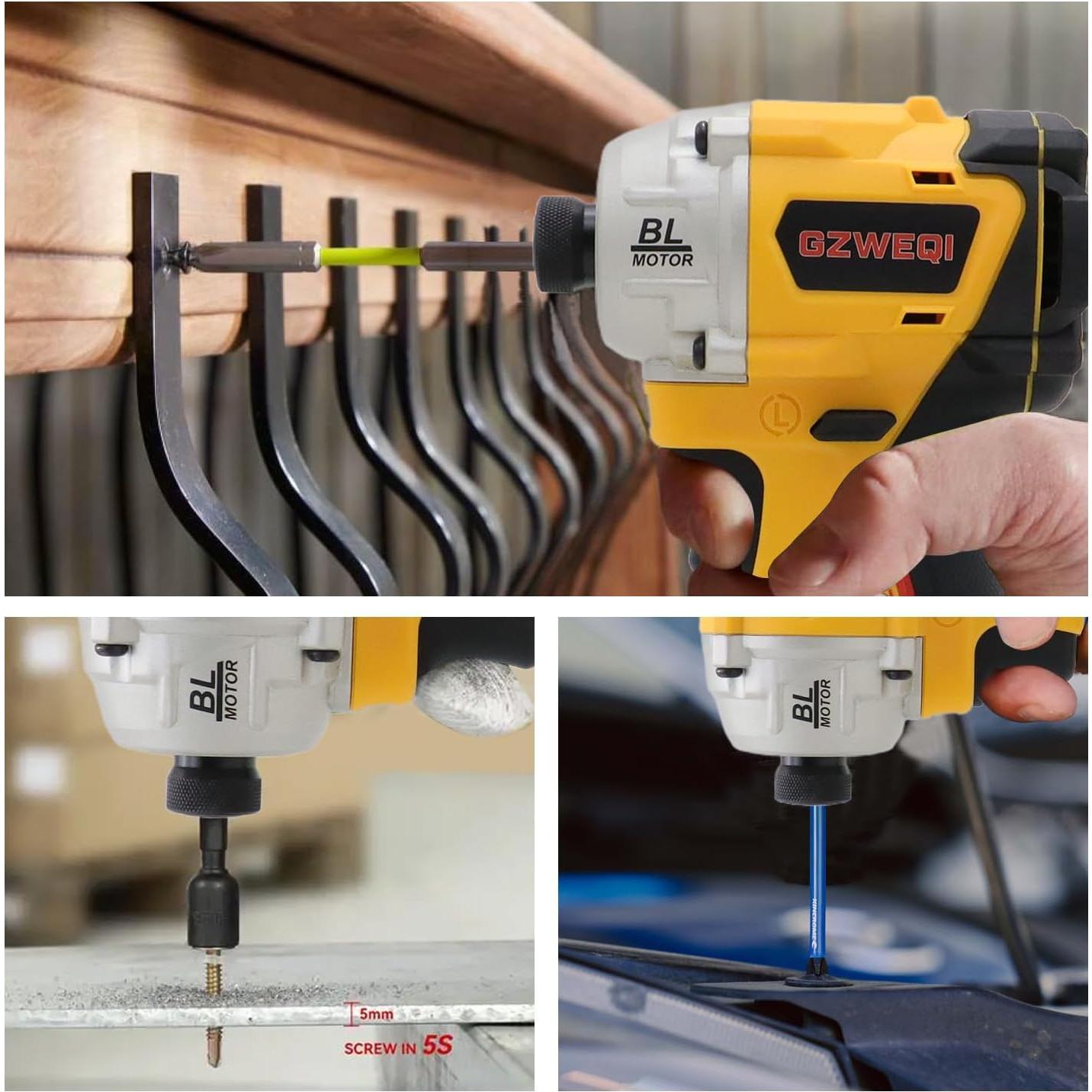 Destornillador de Impacto Inalámbrico GZWEQI 20V 250 Nm 4 Modos