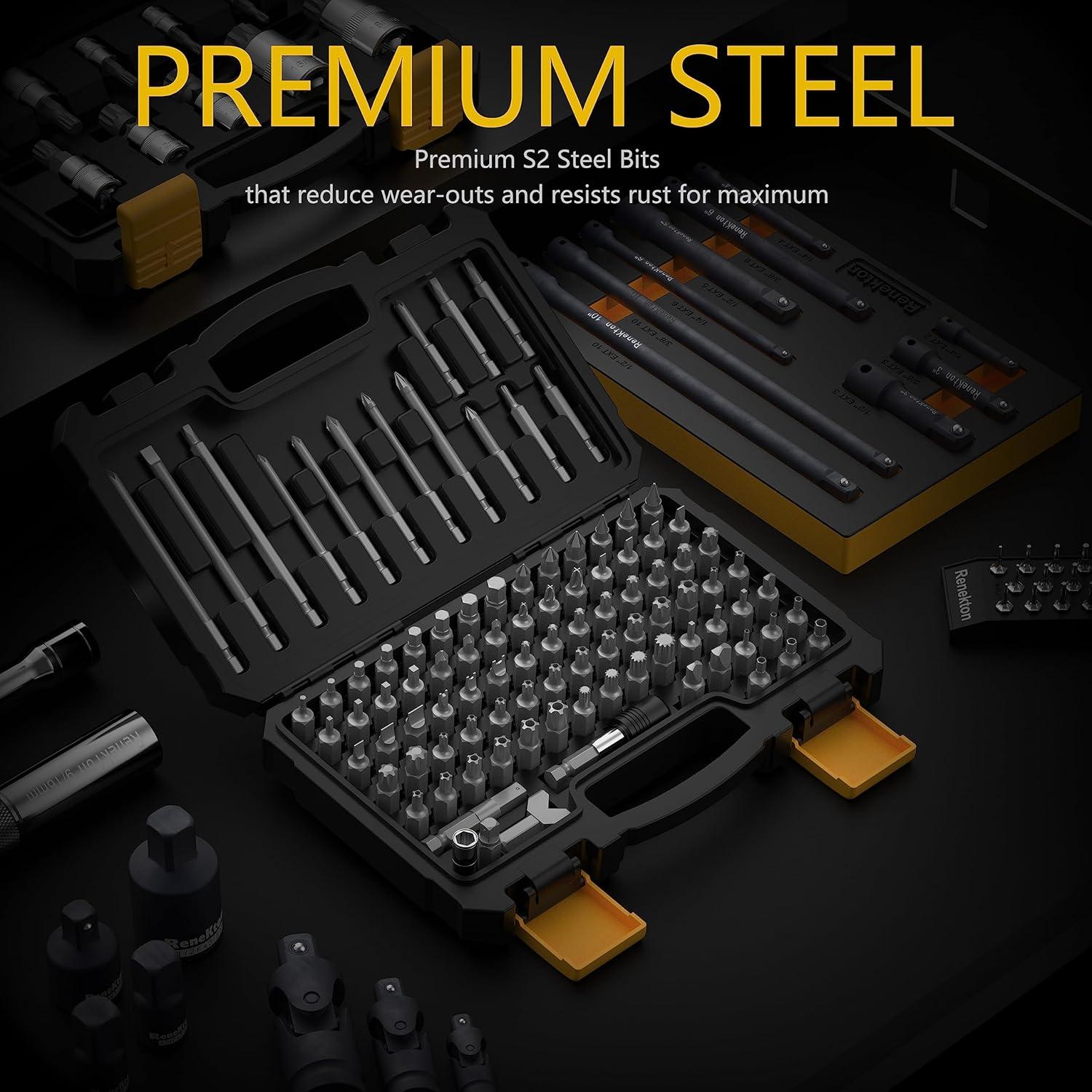 Conjunto de Puntas de Seguridad Renekton 97 Piezas Acero S2