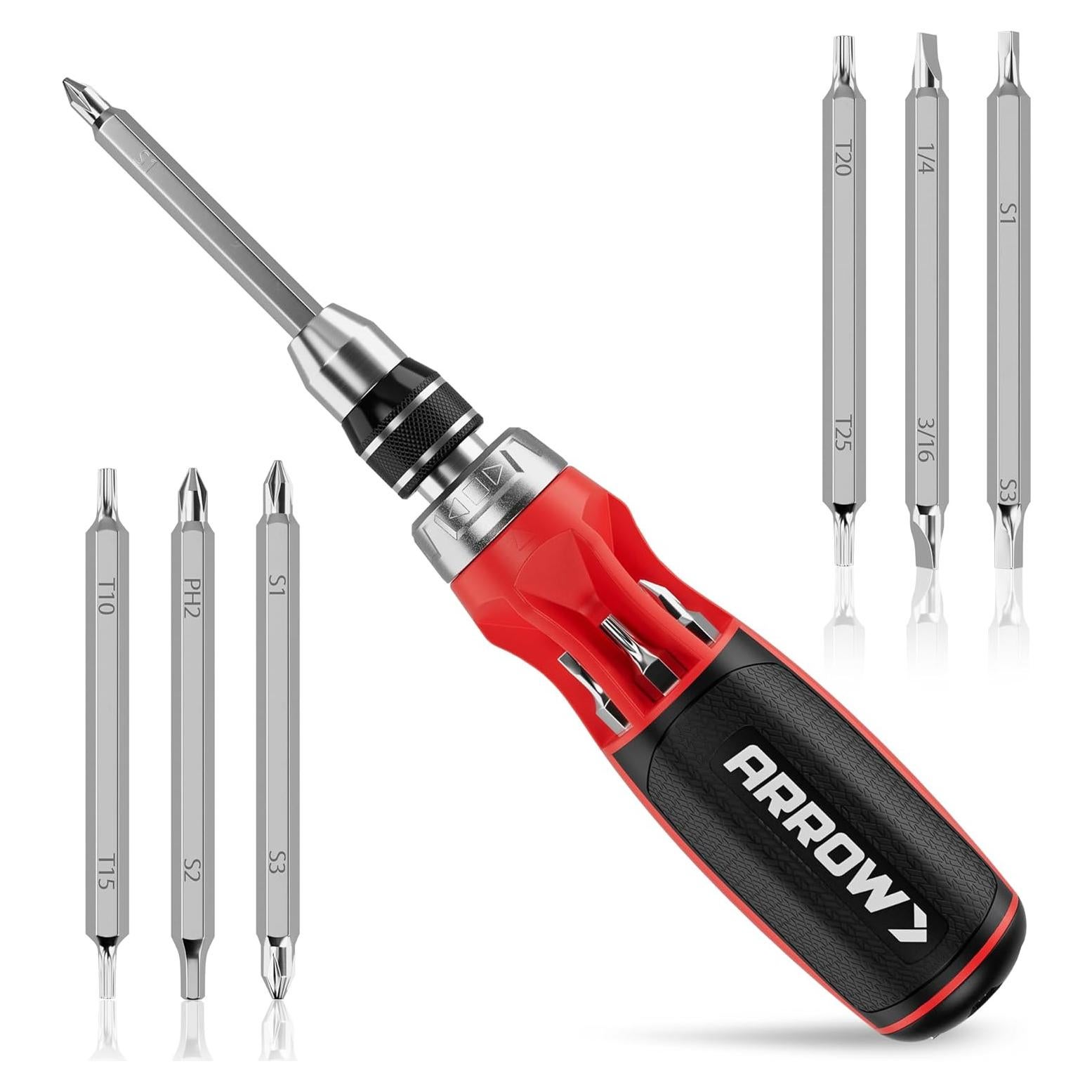 Destornillador de Trinquete ARROW 12 en 1 con Puntas S2