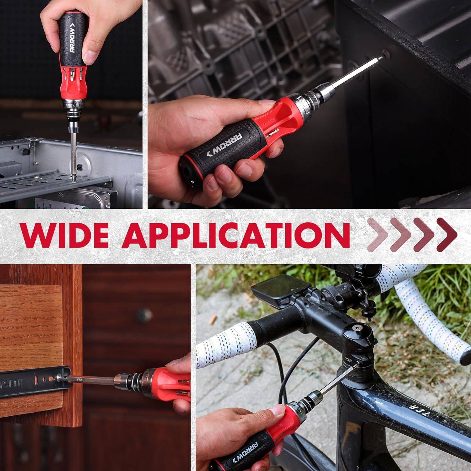 Destornillador de Trinquete ARROW 12 en 1 con Puntas S2