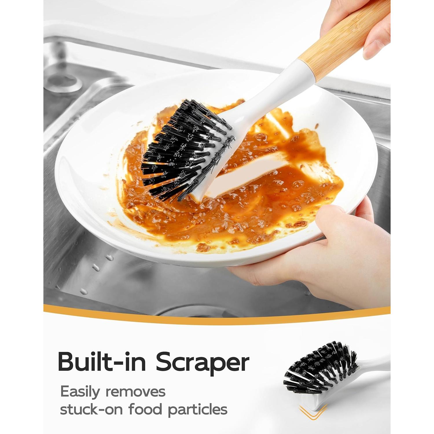 Cepillo de Platos MR.SIGA de Bambú con Mango Ergonómico - Paquete de 2