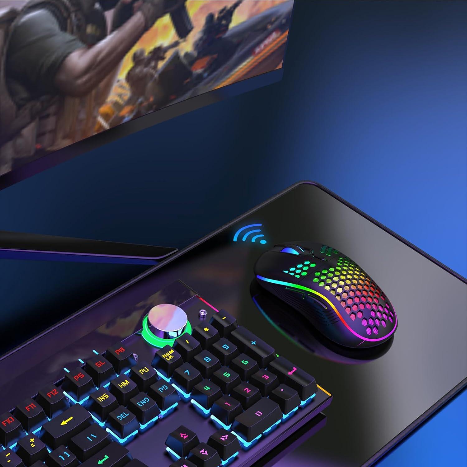 Ratón Gaming Inalámbrico JYCSTE Ergonómico RGB 7 Botones