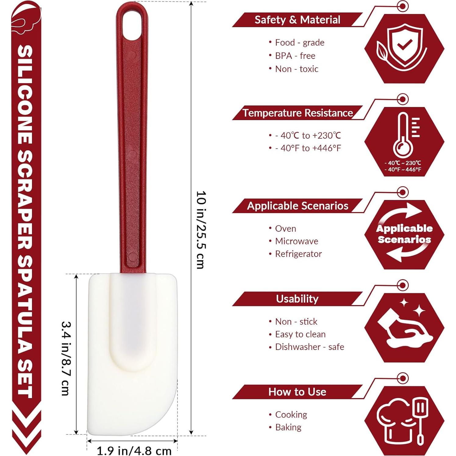 Juego de 4 Espátulas de Silicona JOLYEAK 25.4 cm Resistentes al Calor