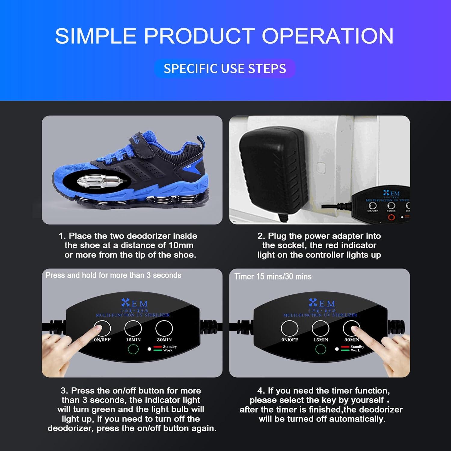 Desodorante UV para Zapatos US-007, 10W, Temporizador Inteligente