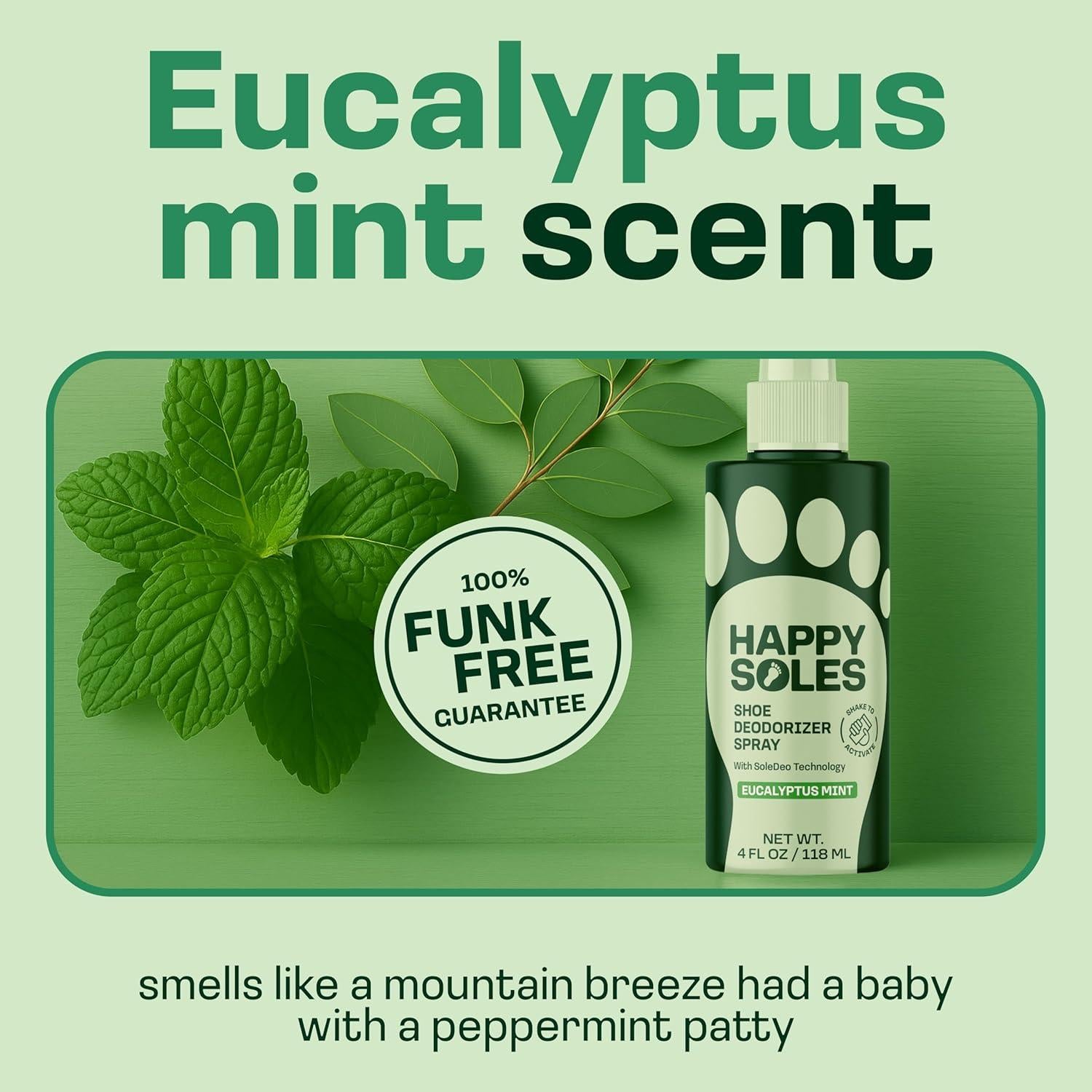 Spray Desodorante para Zapatos Happy Innovations 118ml Eucalipto Menta