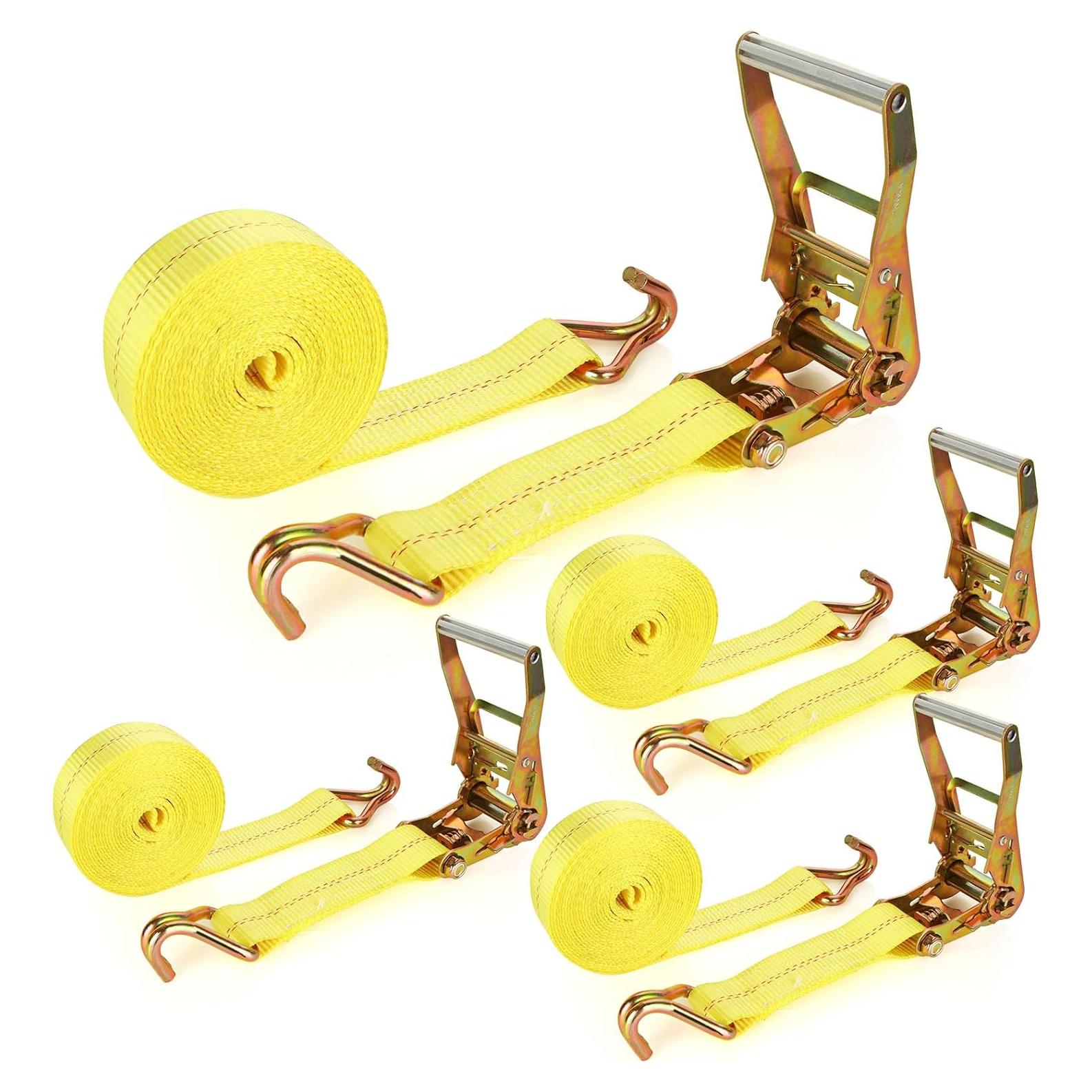 Paquete de 4 correas de trinquete LISHINE 2" x 6.1m 10000 LBS