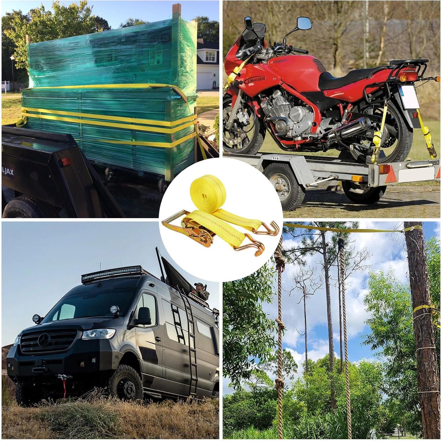 Paquete de 4 correas de trinquete LISHINE 2" x 6.1m 10000 LBS