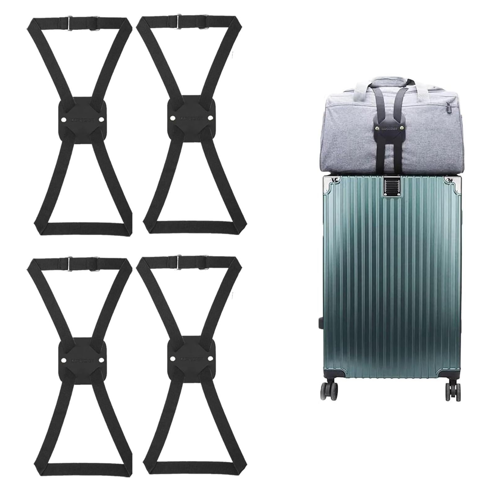 Correas de Equipaje Ajustables Lapinchen 4 Paquete Negro