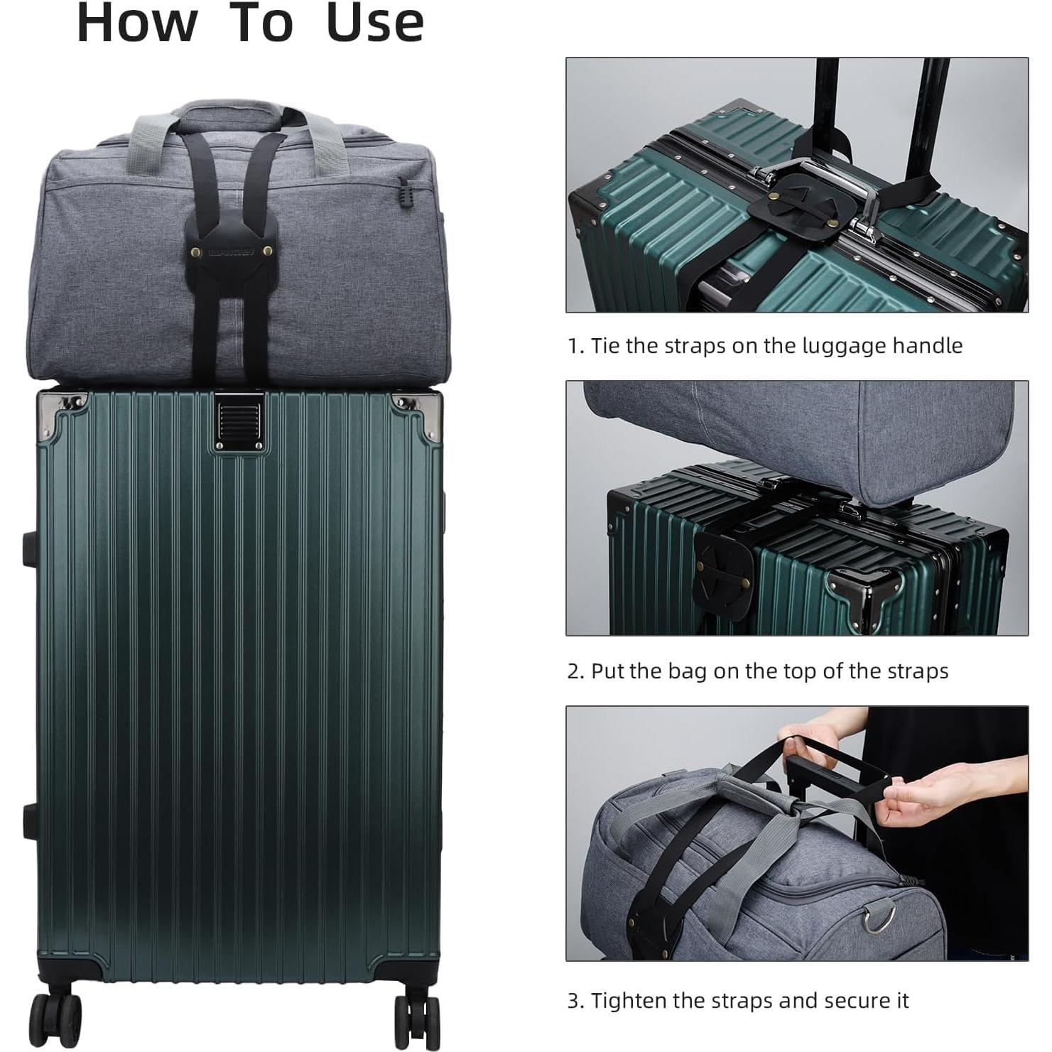 Correas de Equipaje Ajustables Lapinchen 4 Paquete Negro