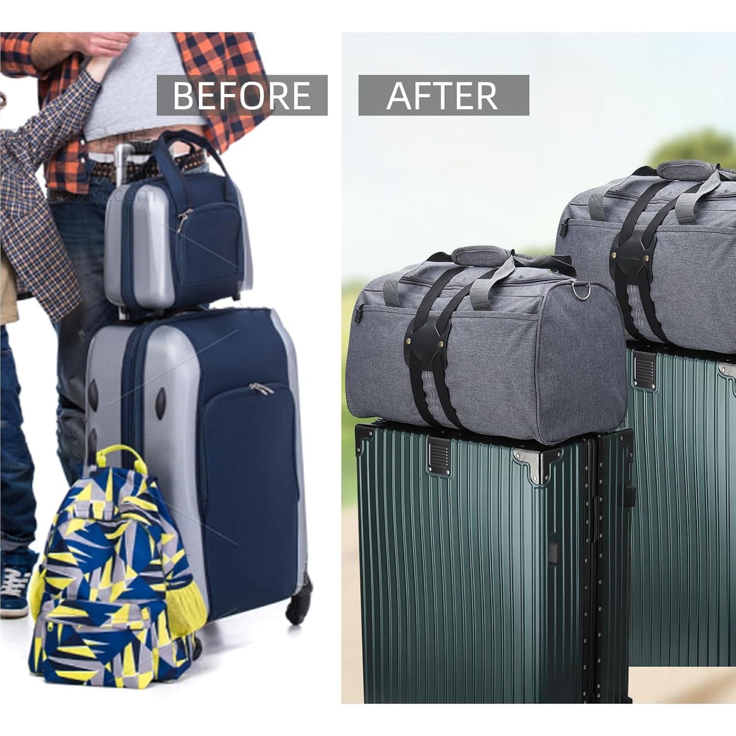 Correas de Equipaje Ajustables Lapinchen 4 Paquete Negro