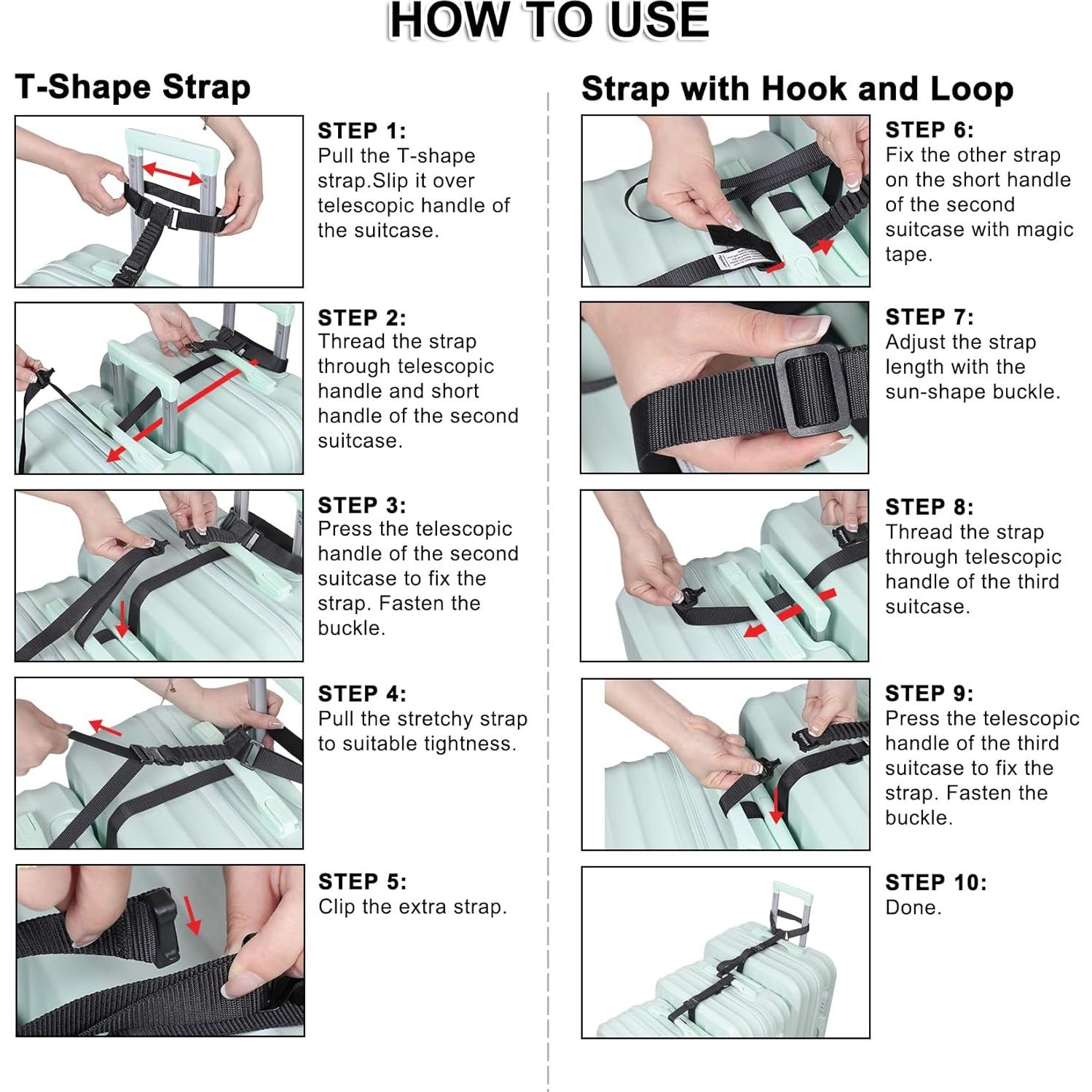 Correas de Equipaje Vigorport Ajustables con Hebillas de Metal