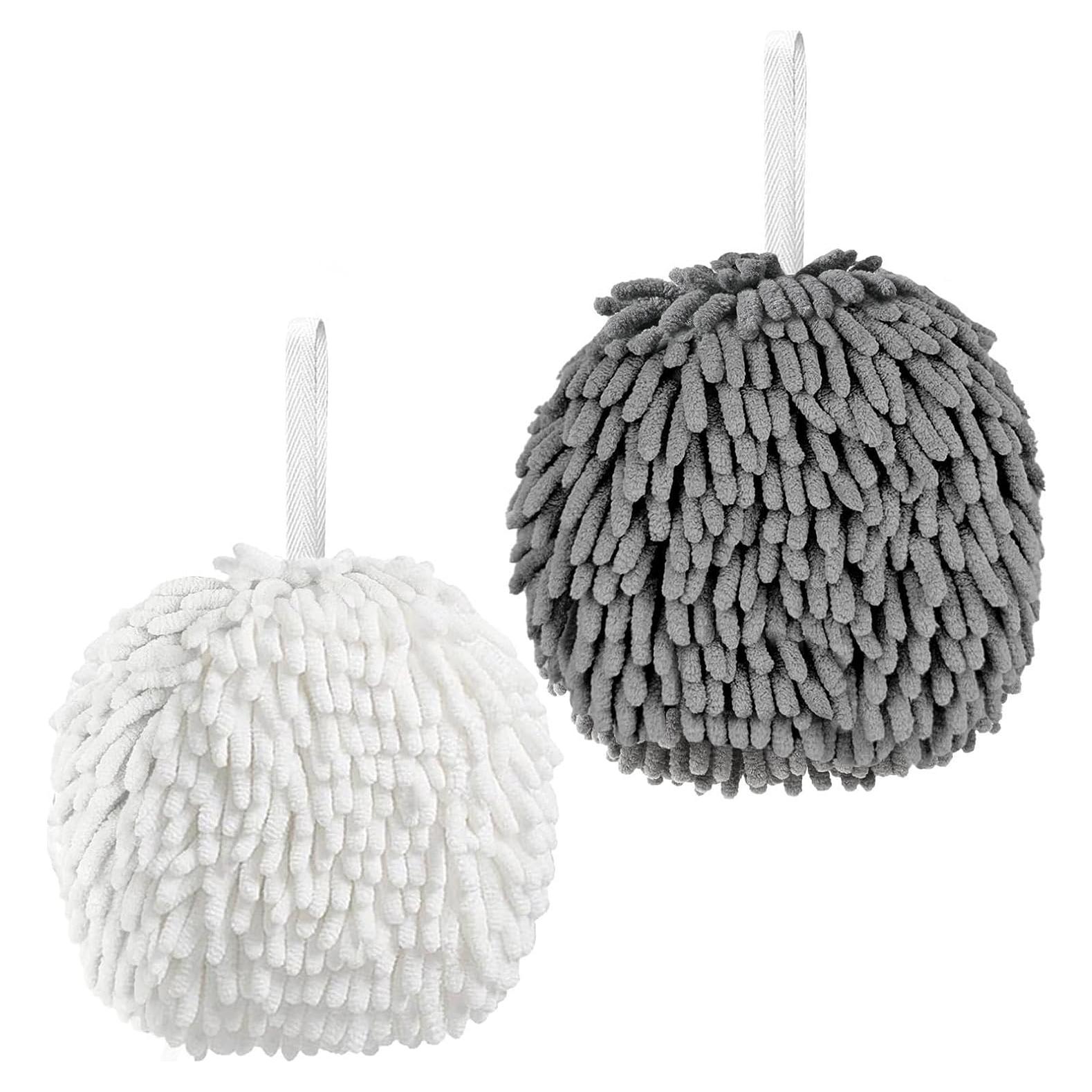 Paquete de 2 Toallas de Mano VEIUSHNI Gris y Blanco - Secado Rápido