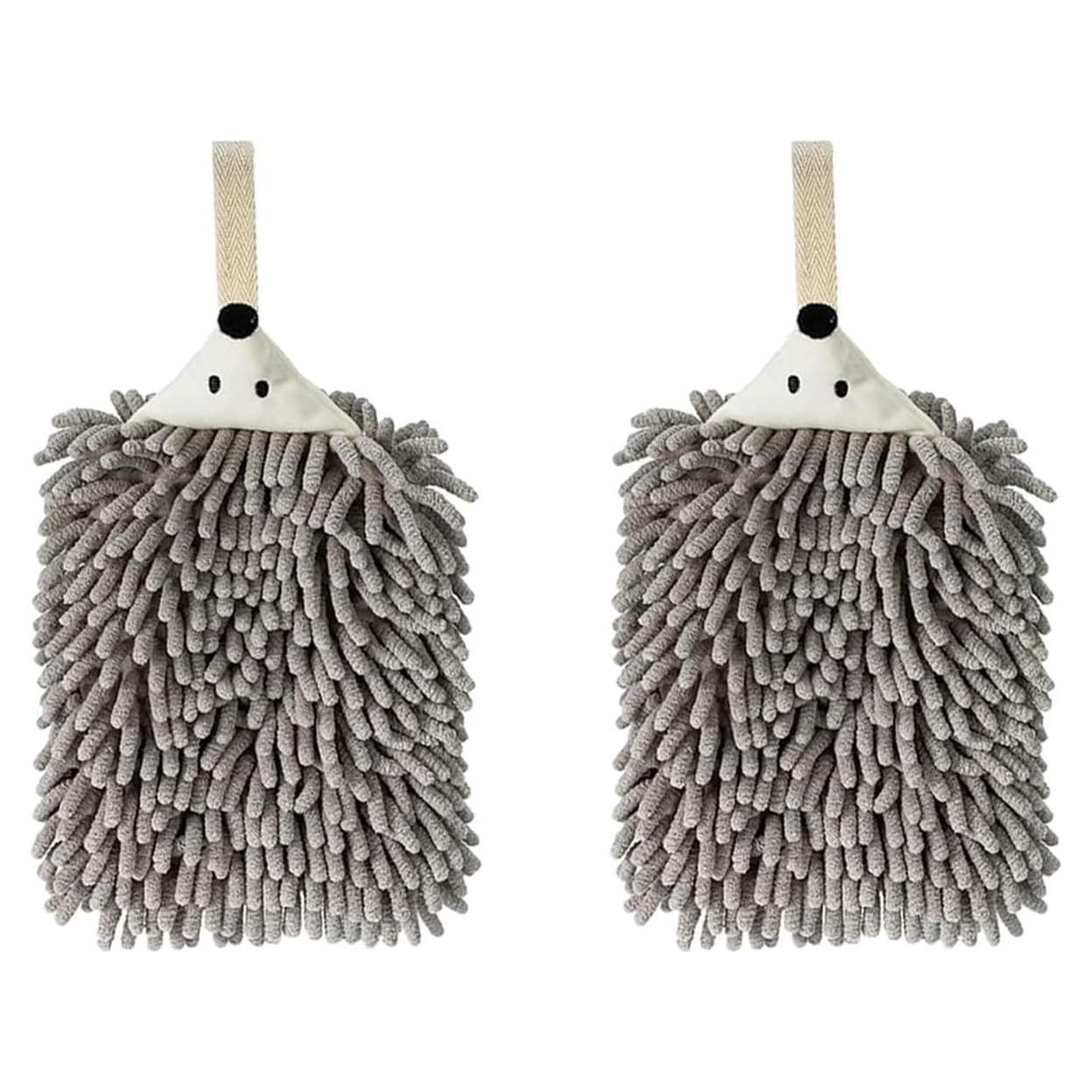 Toallas de Mano Chenille Sisiten 2 Paquetes Erizo Gris