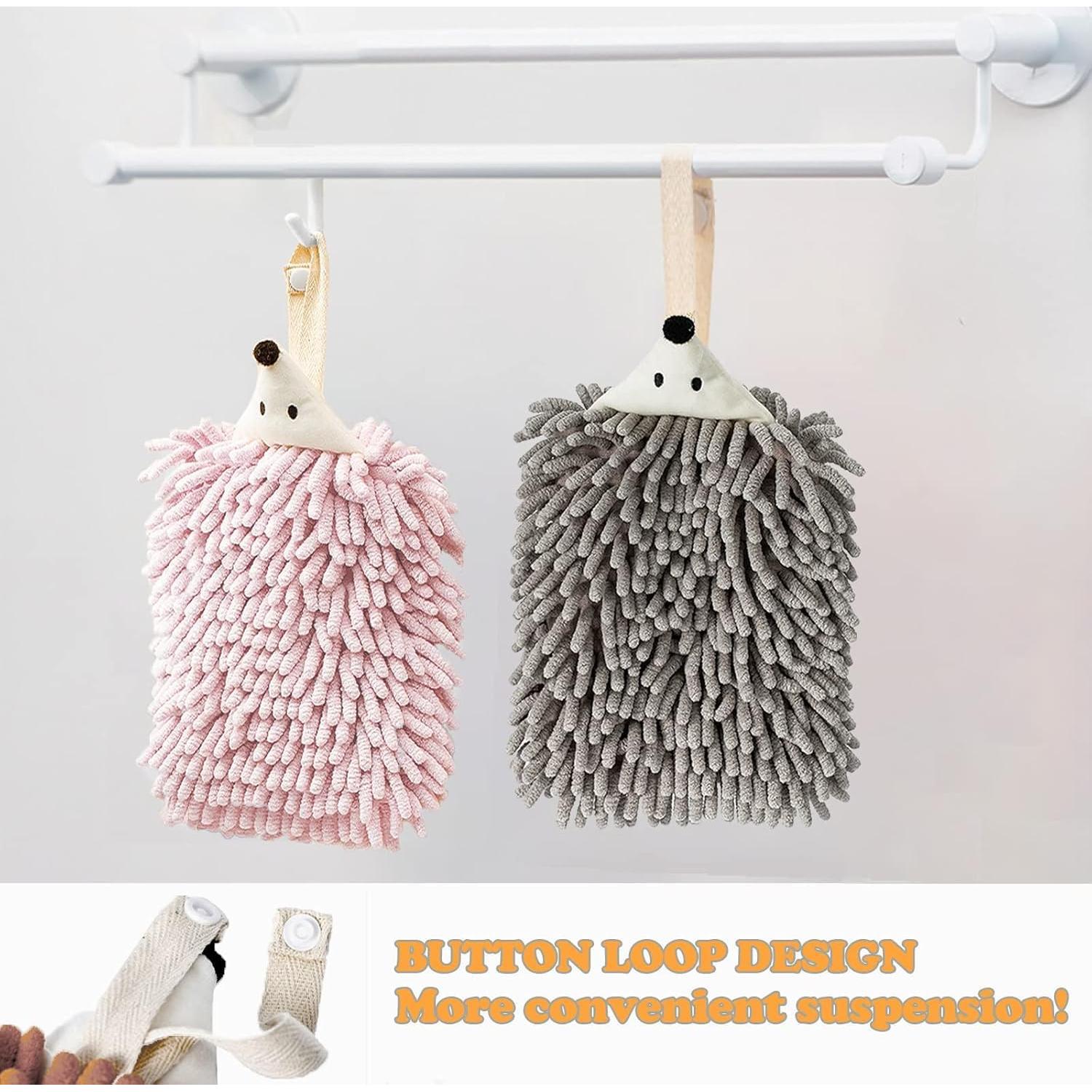 Toallas de Mano Chenille Sisiten 2 Paquetes Erizo Gris