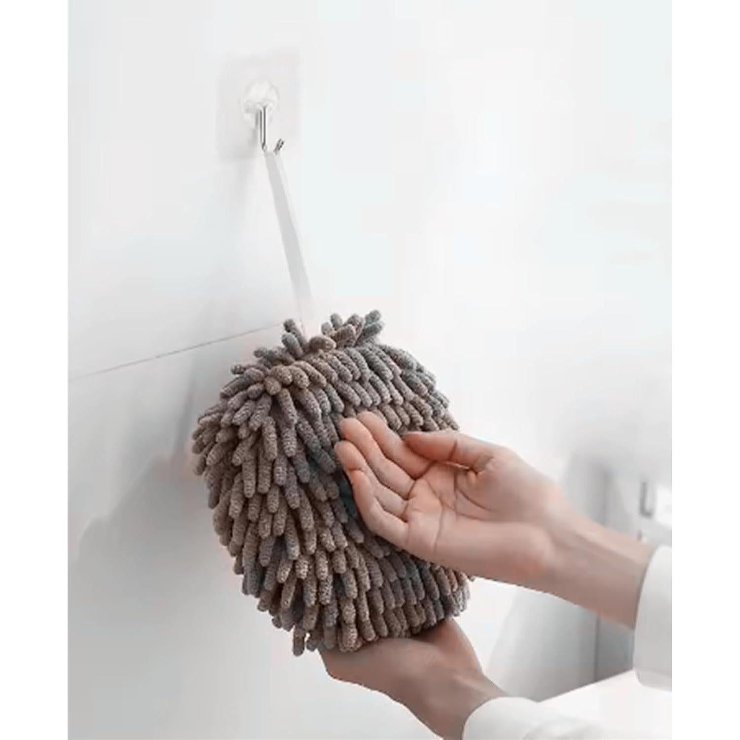 Toalla de Mano Chenille Microfibra Gris 17x17cm Secado Rápido