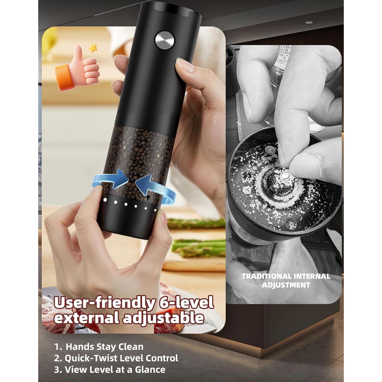 Juego de Molinillos Eléctricos de Sal y Pimienta Gofuch 100ml