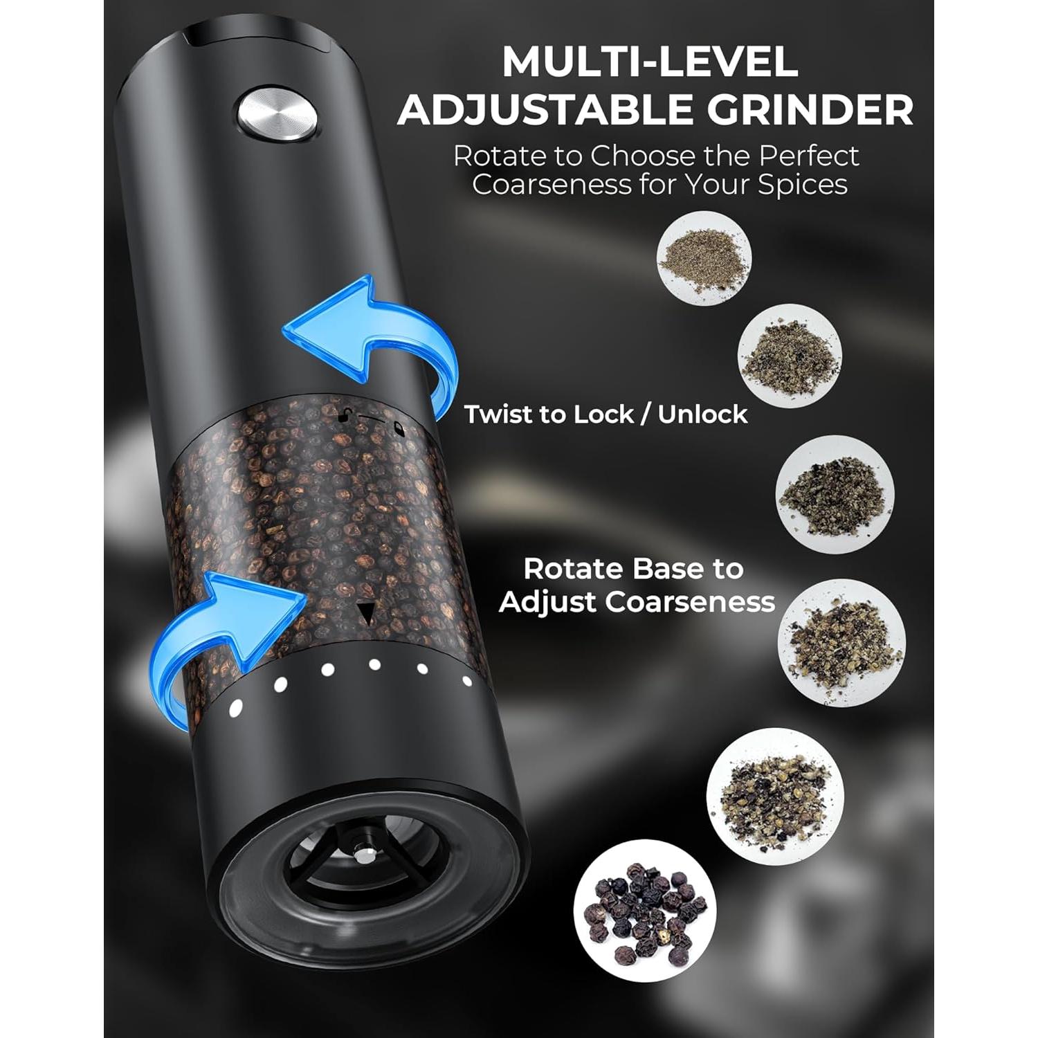 Juego de Molinillos Eléctricos de Sal y Pimienta Gofuch 100ml