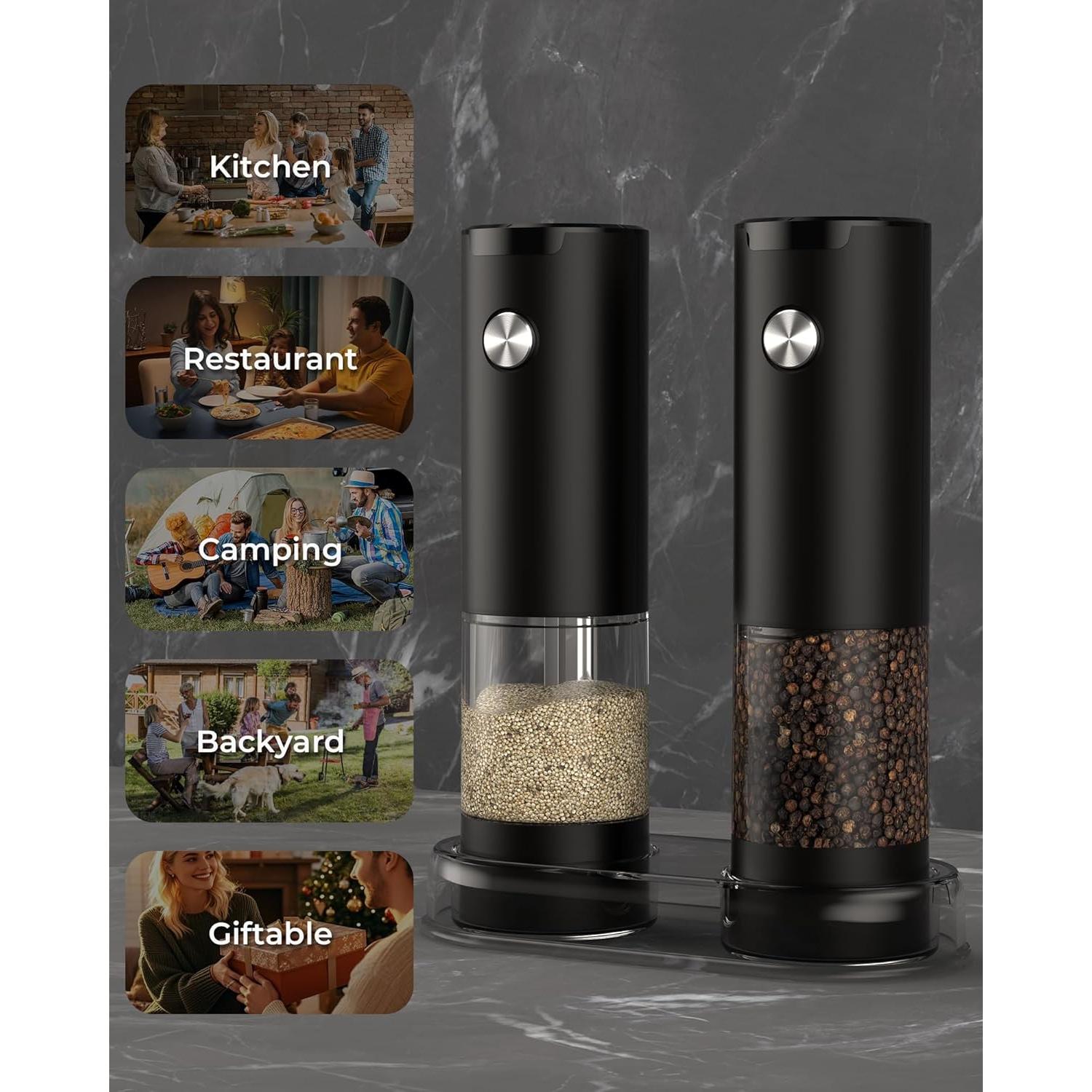 Juego de Molinillos Eléctricos de Sal y Pimienta Gofuch 100ml