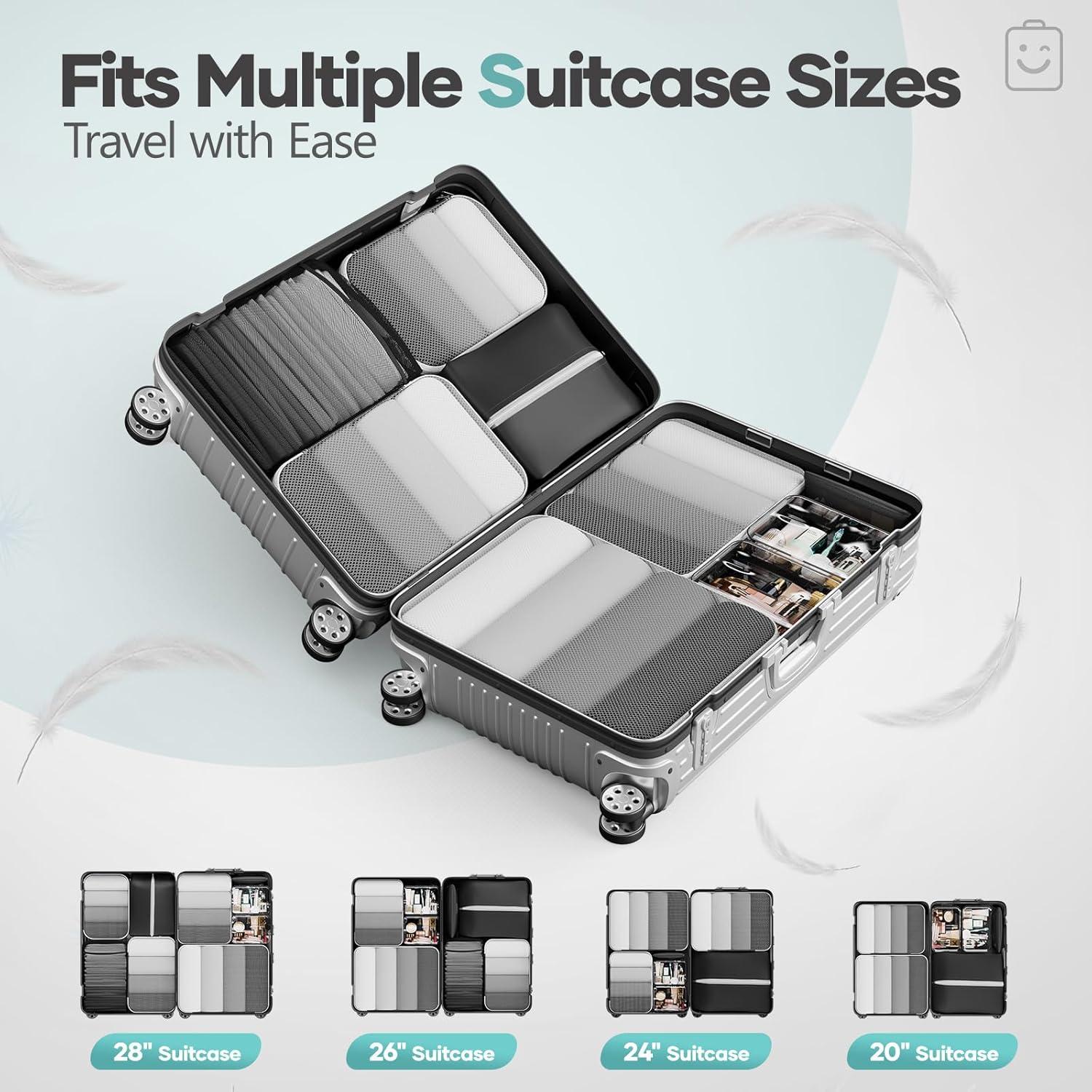 Set de 9 Cubos de Compresión Veken para Viaje Negro