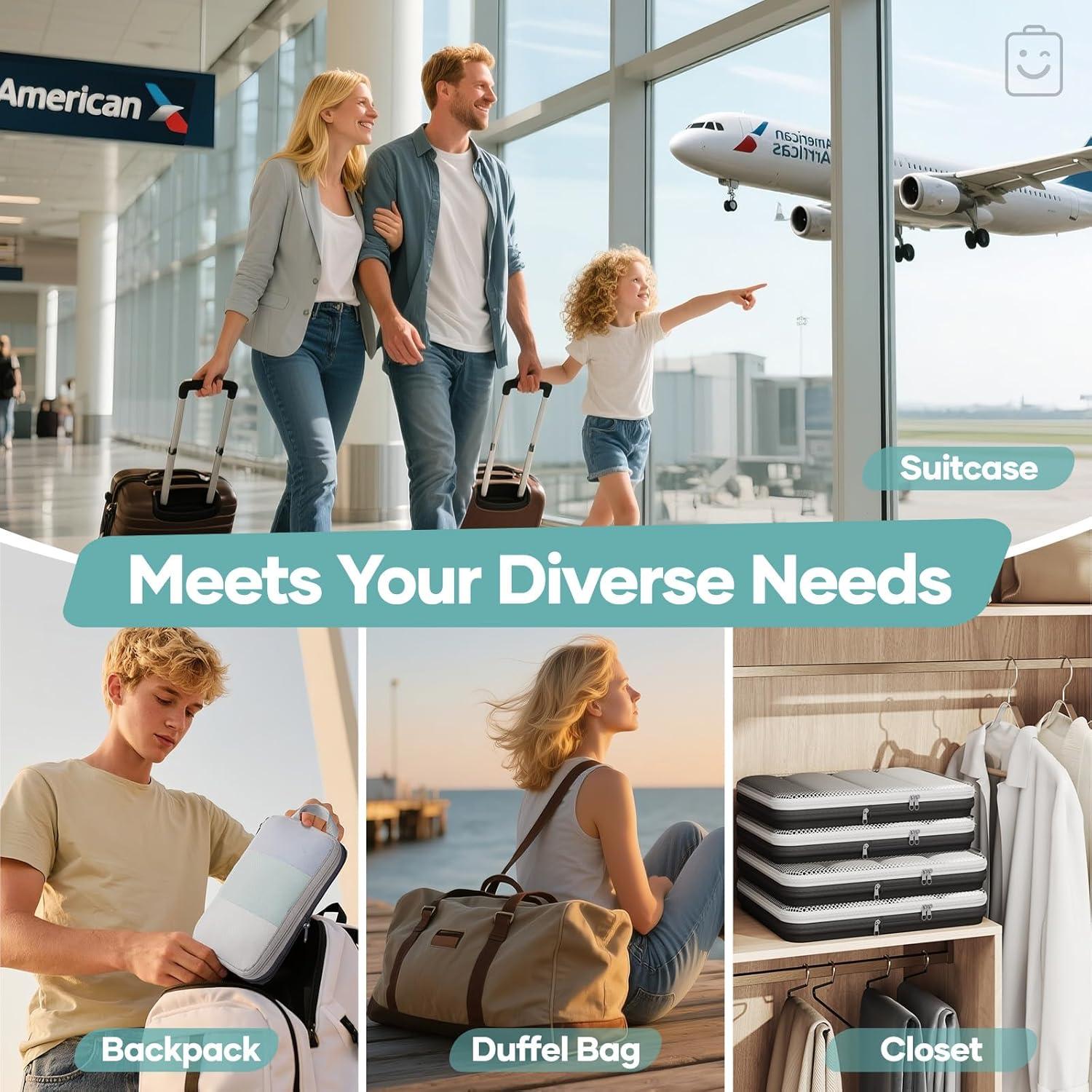 Set de 9 Cubos de Compresión Veken para Viaje Negro