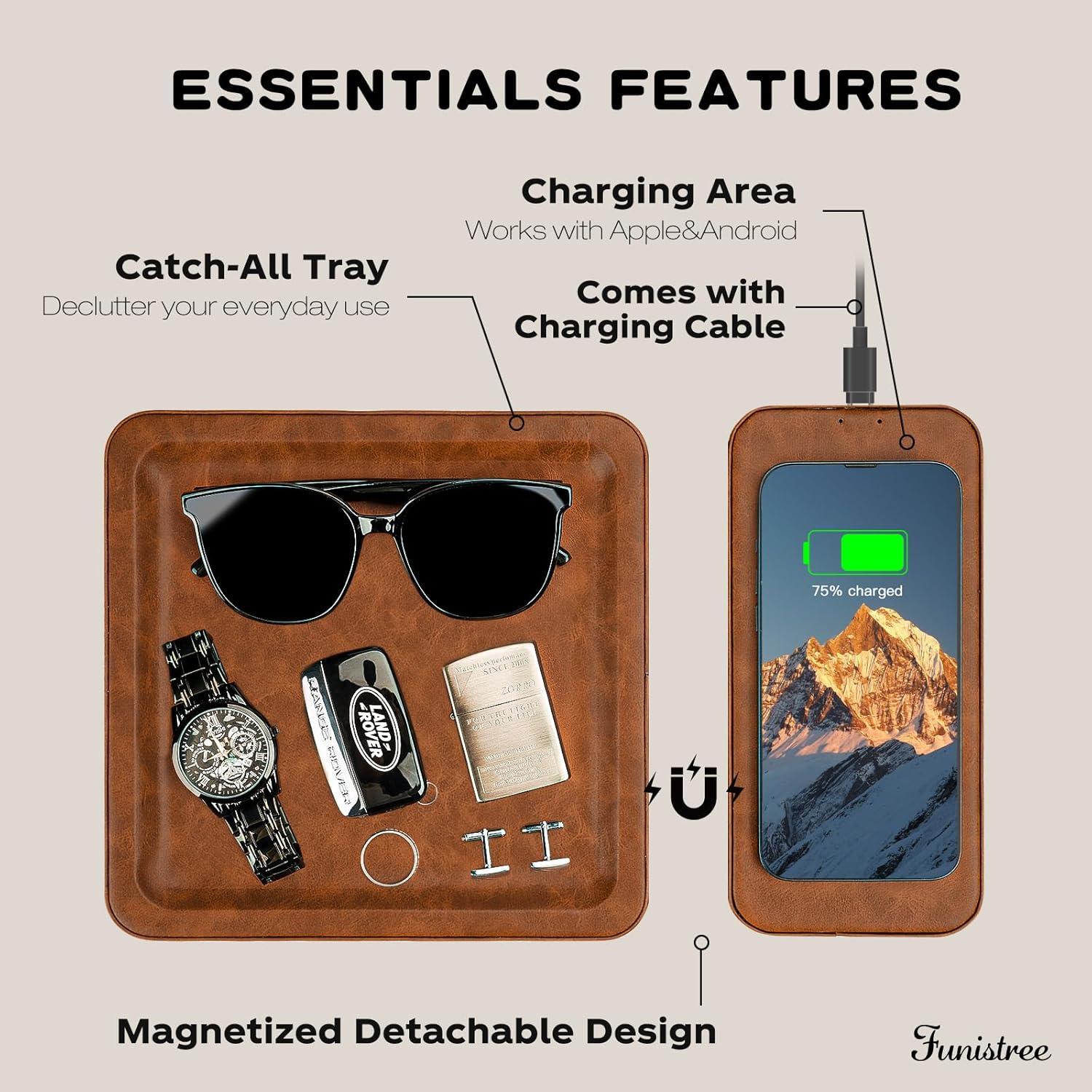 Bandeja de Carga Inalámbrica de Cuero Funistree 15W